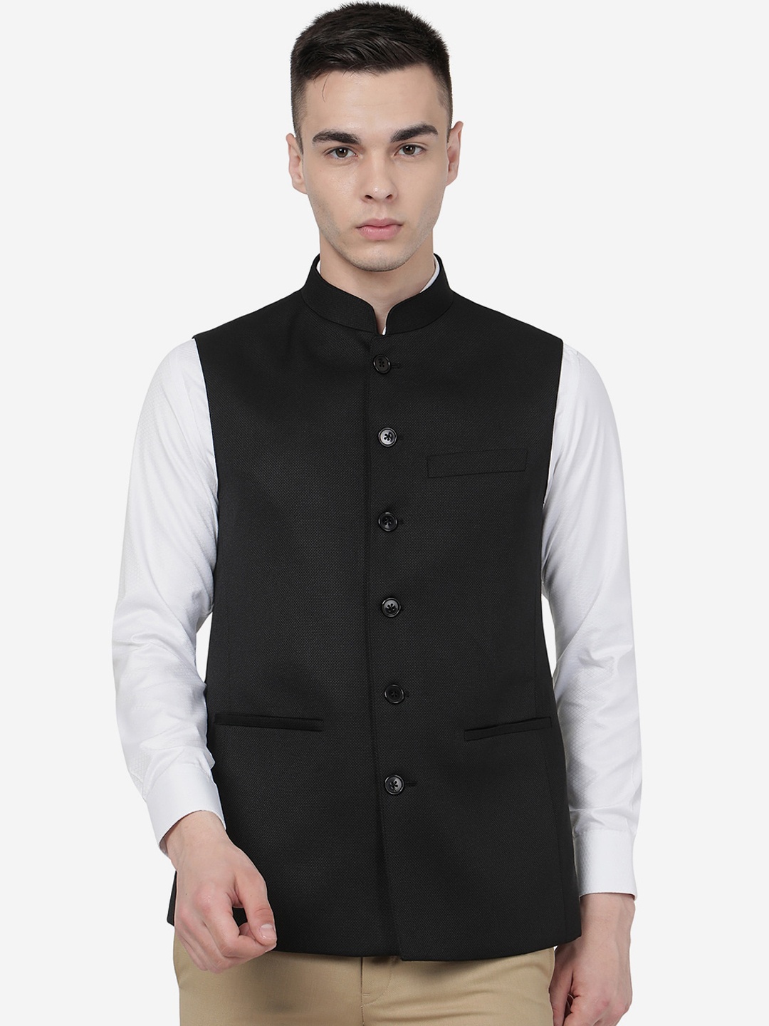 

MODI JACKET Men Woollen Nehru Jacket, Black