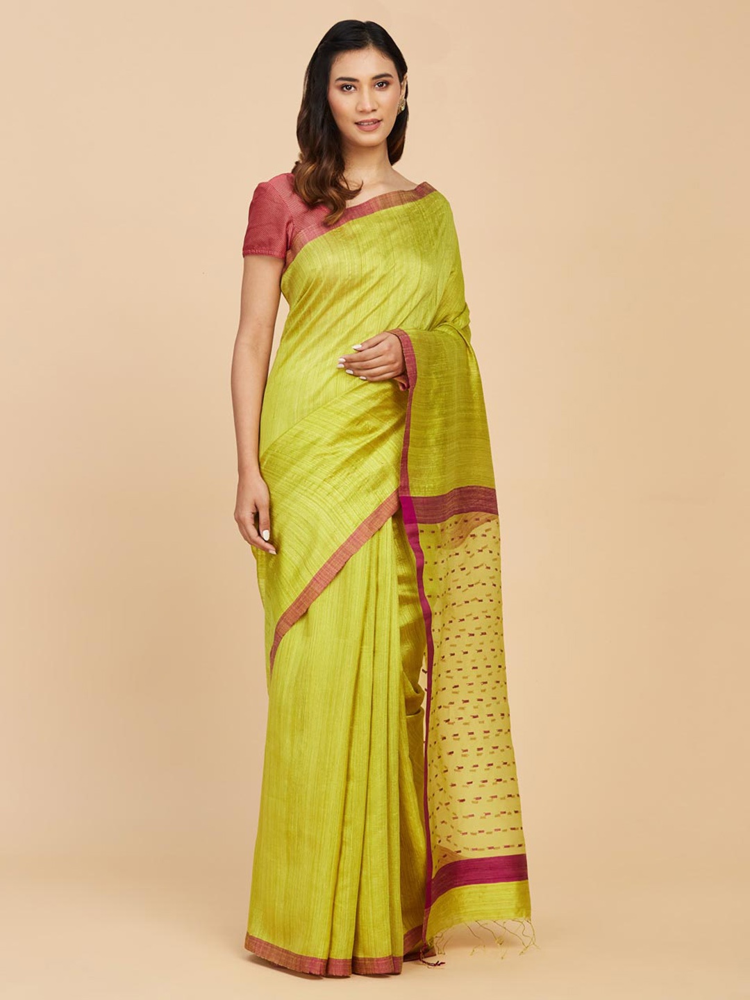 

Fabindia Pure Silk Jamdani Saree, Green