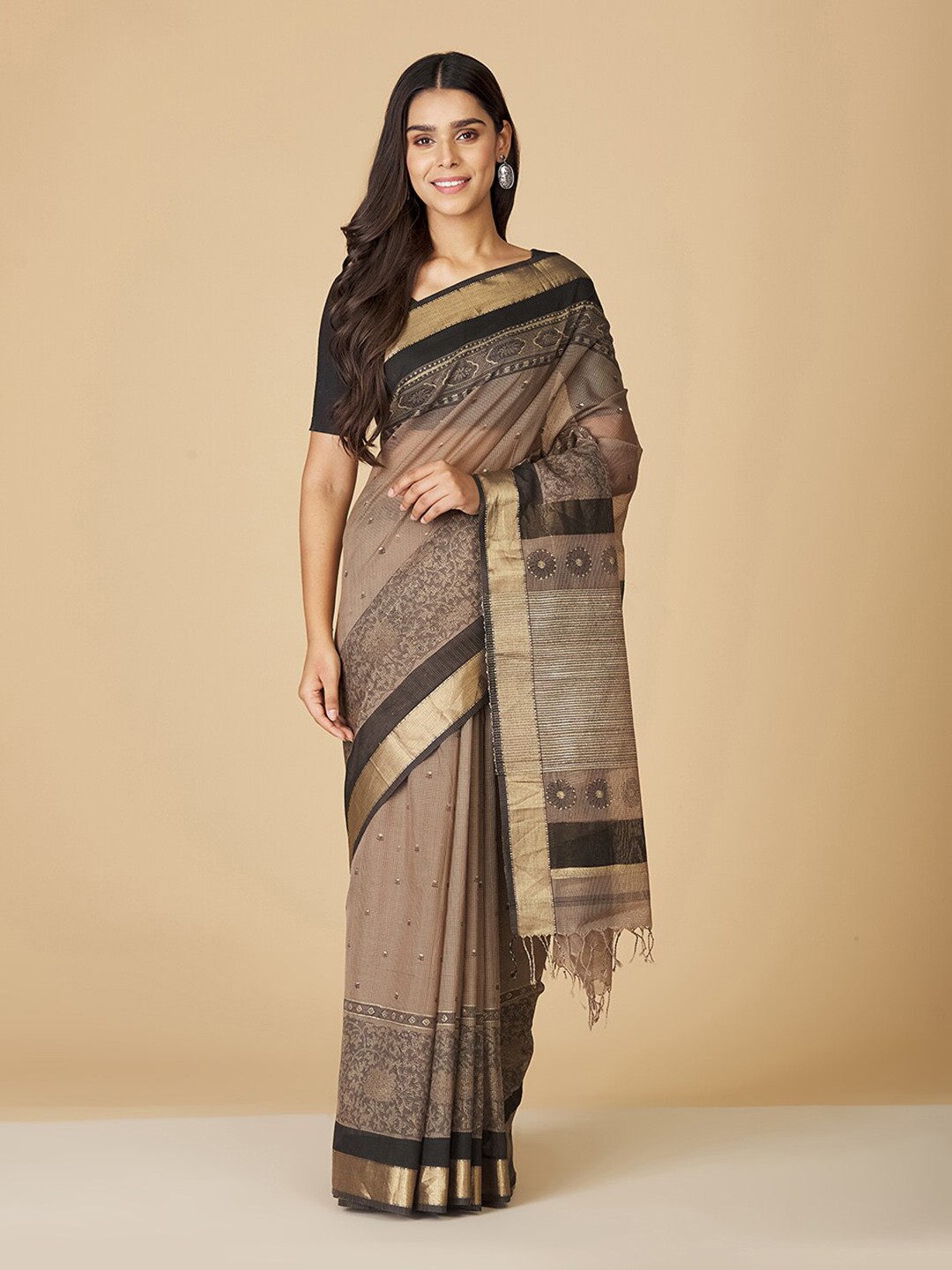 

Fabindia Woven Design Silk Cotton Saree, Grey