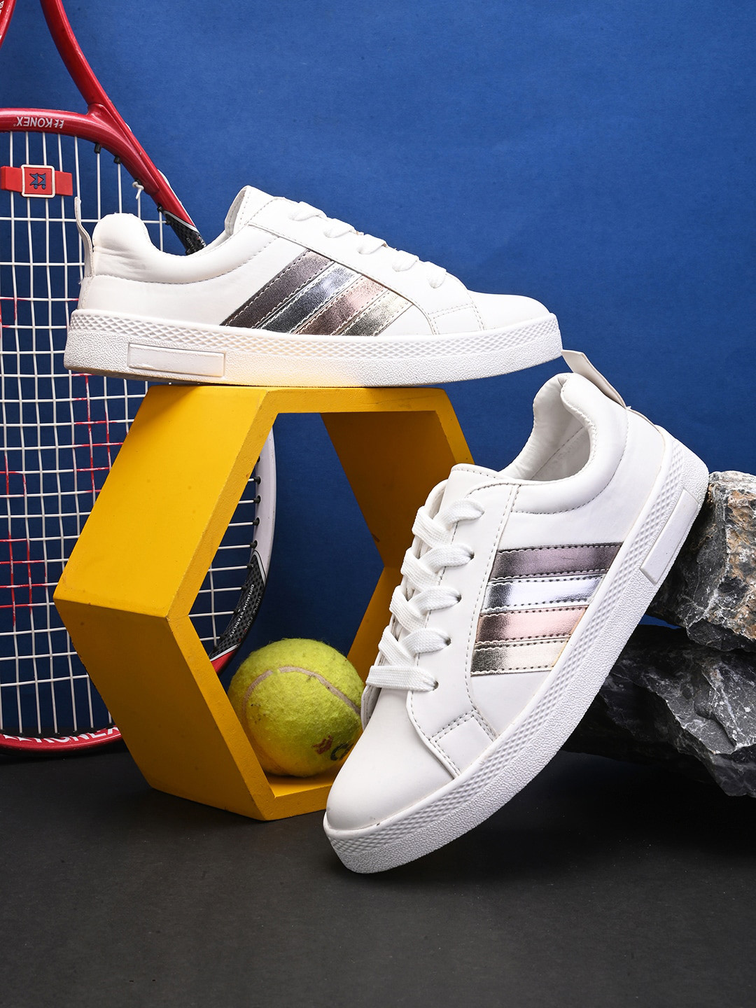 

Longwalk Women Striped Sneakers, White