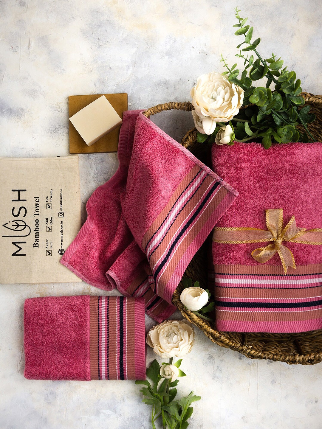 

MUSH Red 3 Pieces 600 GSM Bamboo Towels