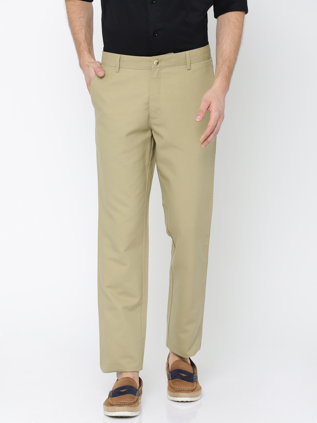 

Wills Lifestyle Men Beige Slim Fit Solid Regular Trousers