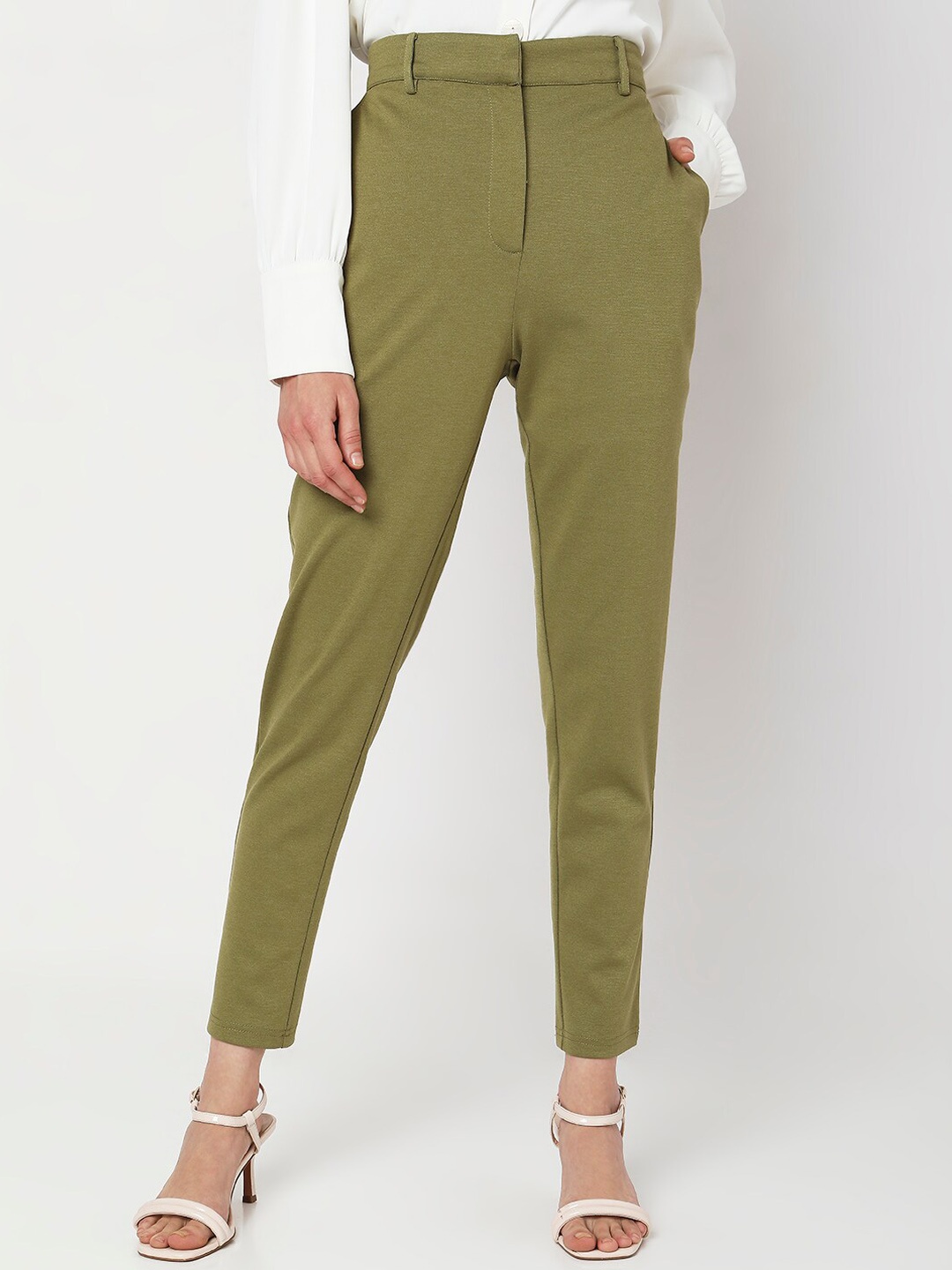 

Vero Moda Women Skinny Fit High-Rise Trousers, Green