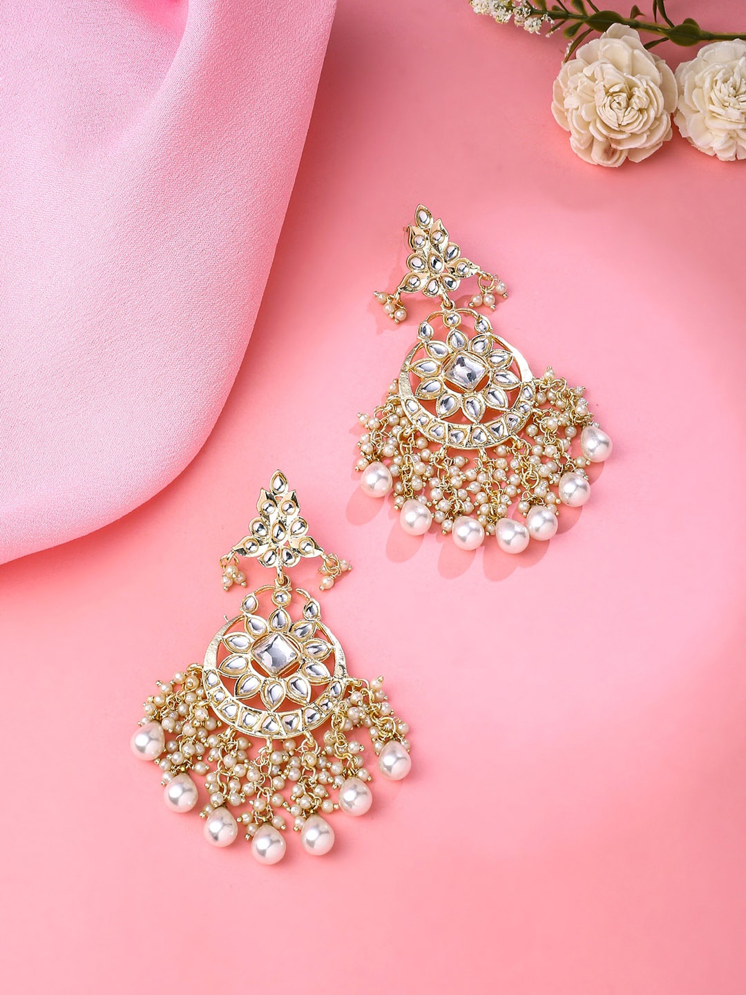 

Yellow Chimes Gold Plated Contemporary Chandbalis Earrings