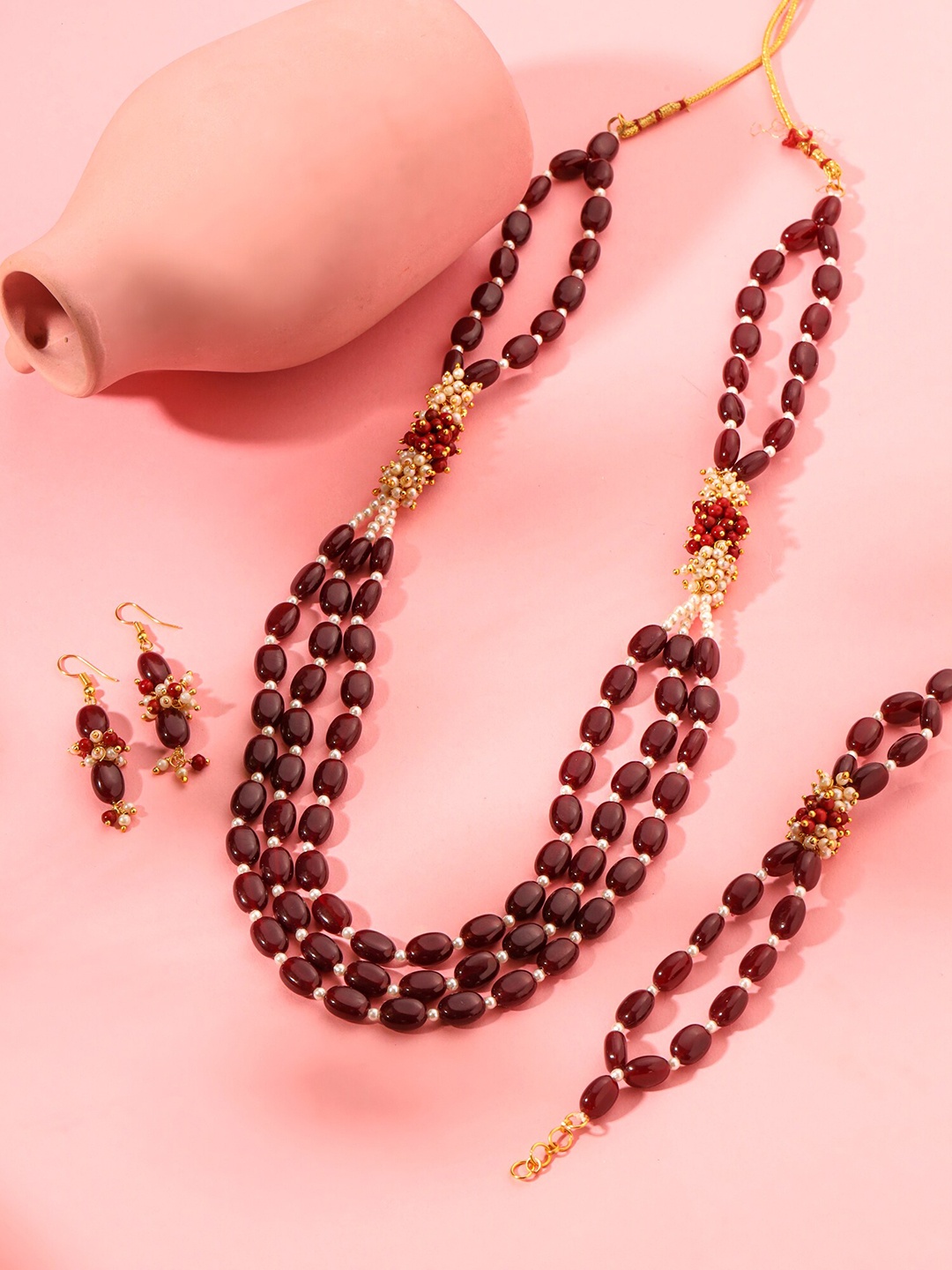 

Yellow Chimes Gold-Plated Beaded Jewellery Set