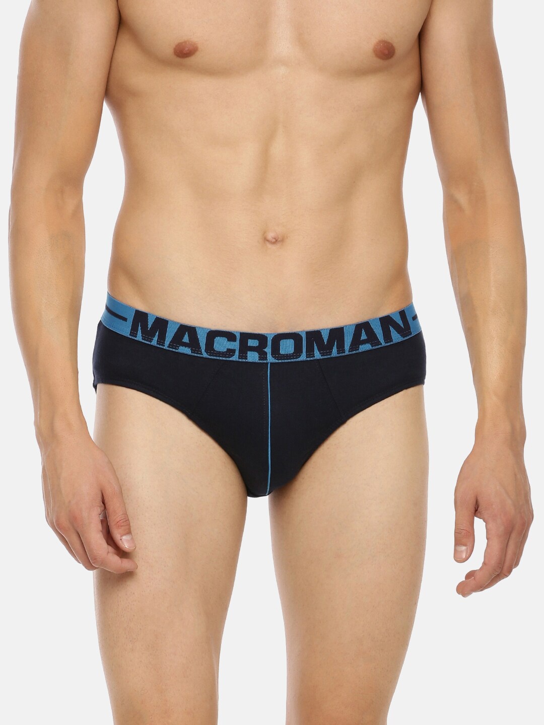 

Macroman M-Series Men Pack of 2 Pure Cotton Basic Briefs, Navy blue