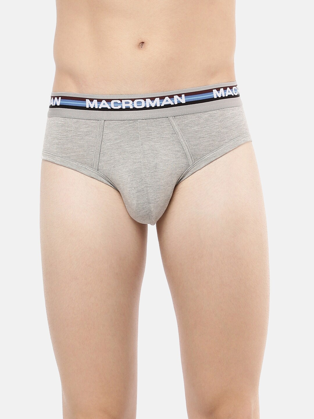 

Macroman M-Series Men Cotton Outer Elastic Low-Rise Basic Briefs, Grey melange