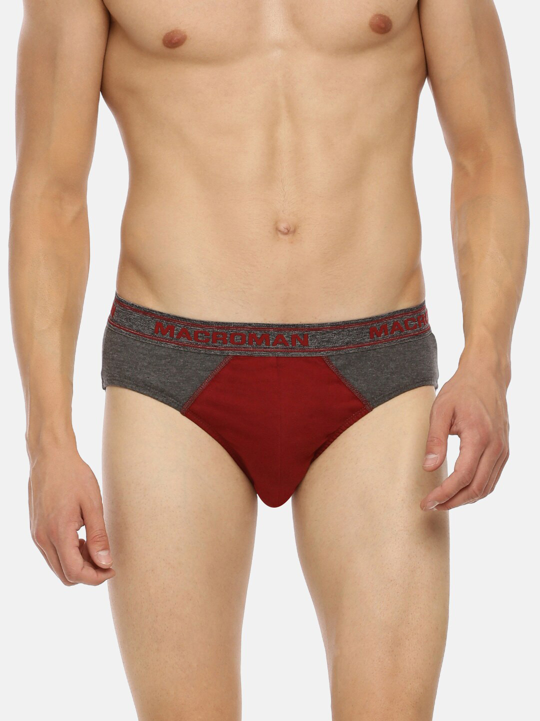 

Macroman M-Series Colourblocked Pure Cotton Basic Briefs, Grey