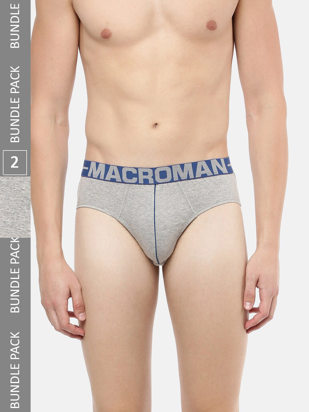 

Macroman M-Series Men Pack of 2 Basic Briefs, Grey melange