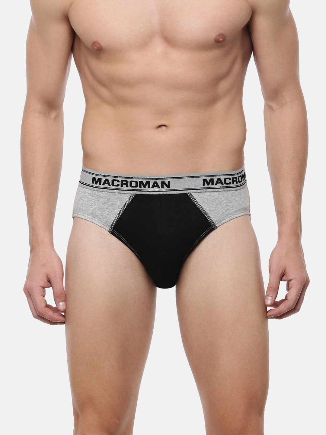 

Macroman M-Series Men Cotton Basic Briefs, Grey melange