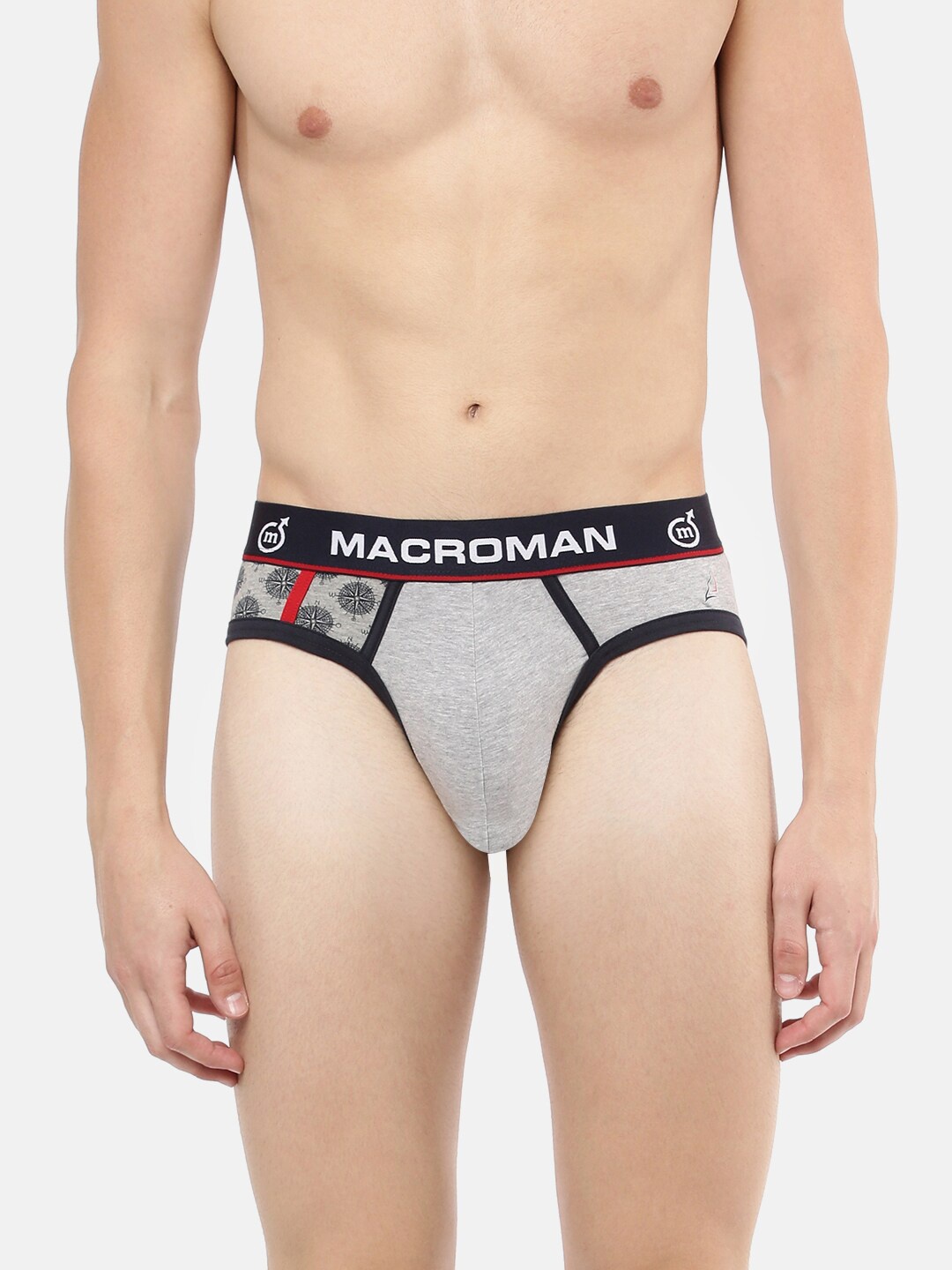 

Macroman M-Series Men Marine Designer Mid-Rise Basic Brief, Grey melange