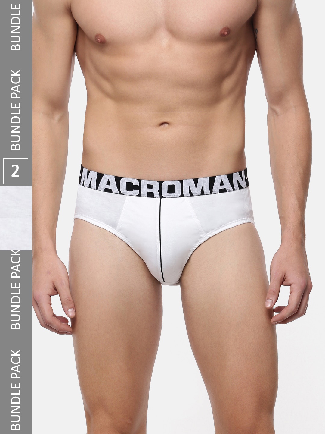 

Macroman M-Series Men Pack Of 2 Cotton Basic Briefs 8903978070827, White