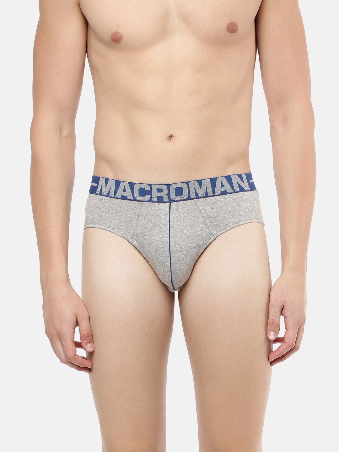 

Macroman M-Series Men Pack Of 2 Mid-Rise Anti-Microbial Premium Combed Cotton Basic Brief, Grey melange