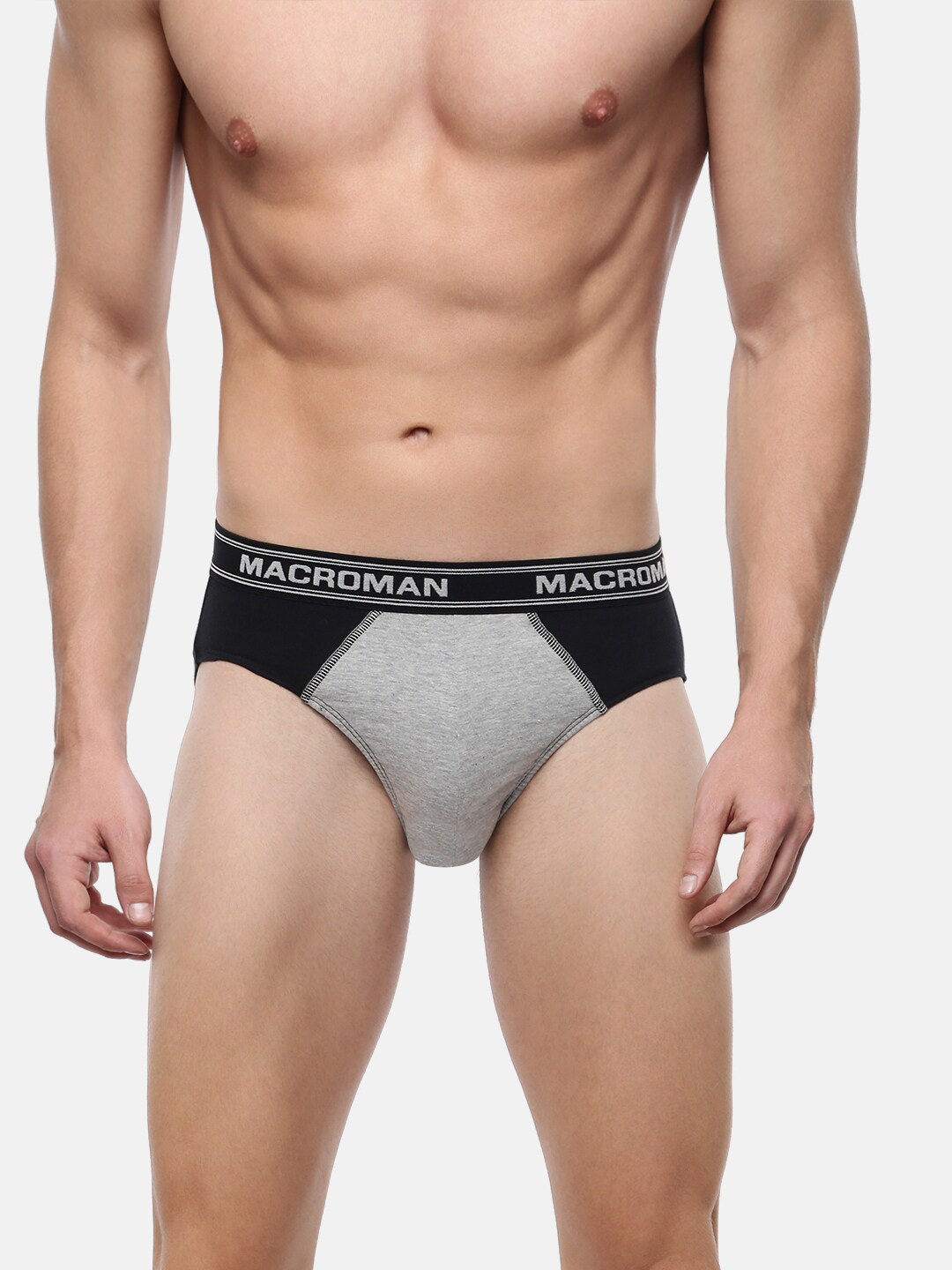 

Macroman M-Series Men Colourblocked Cotton Basic Briefs, Black