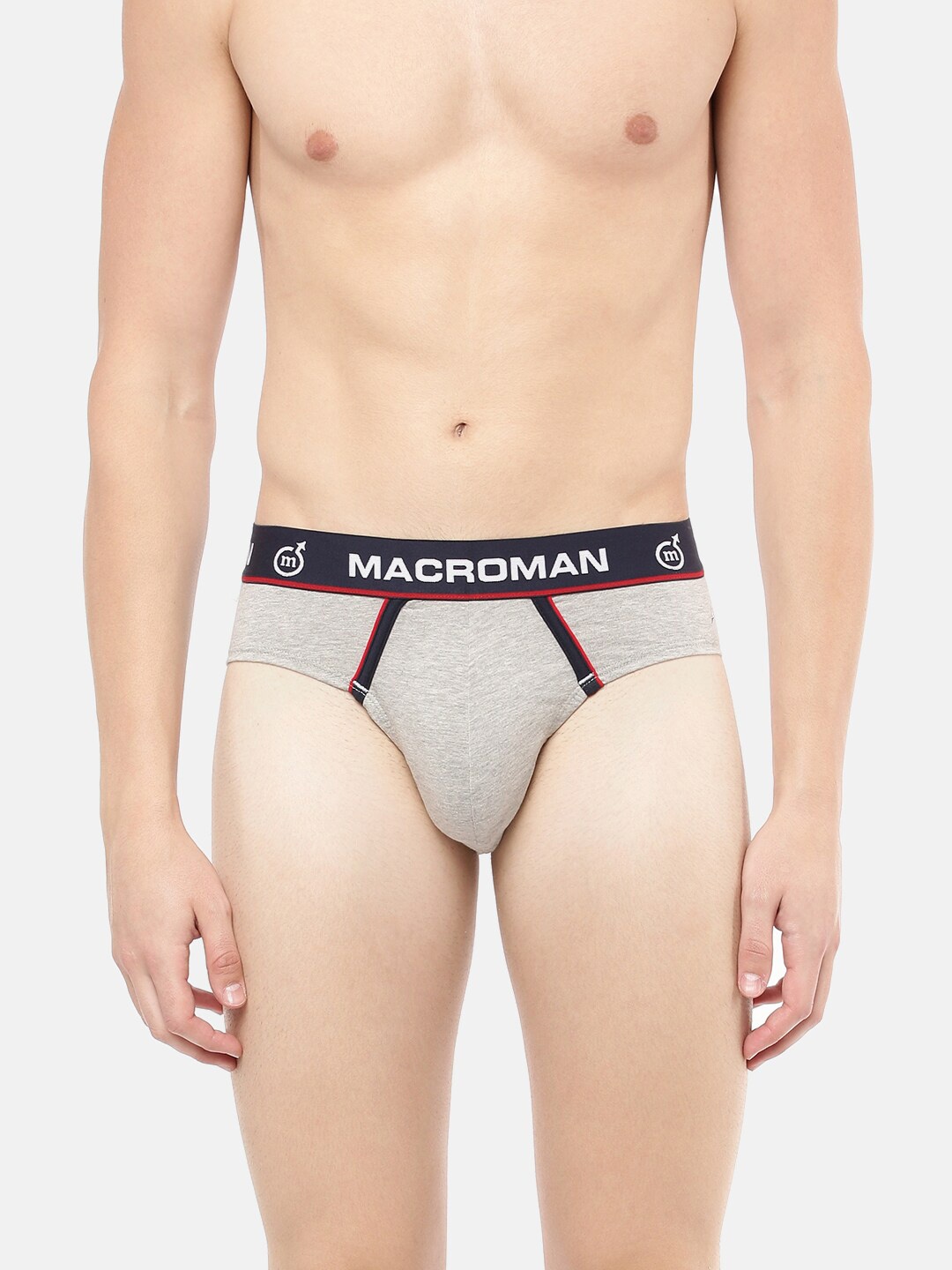 

Macroman M-Series Men Cotton Basic Briefs, Grey melange