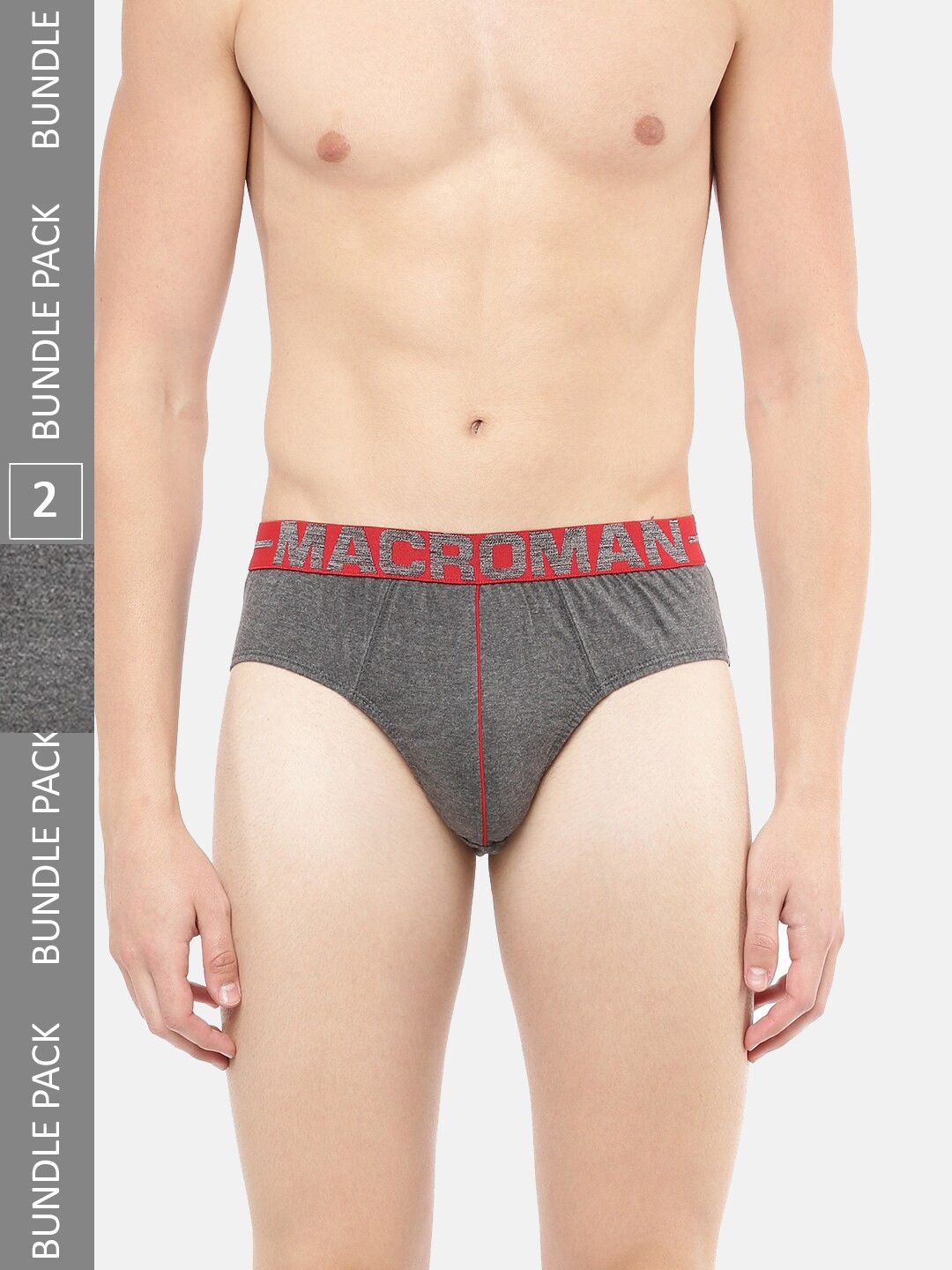 

Macroman M-Series Men Pack Of 2 Anti-Microbial Finish Cotton Basic Briefs, Black
