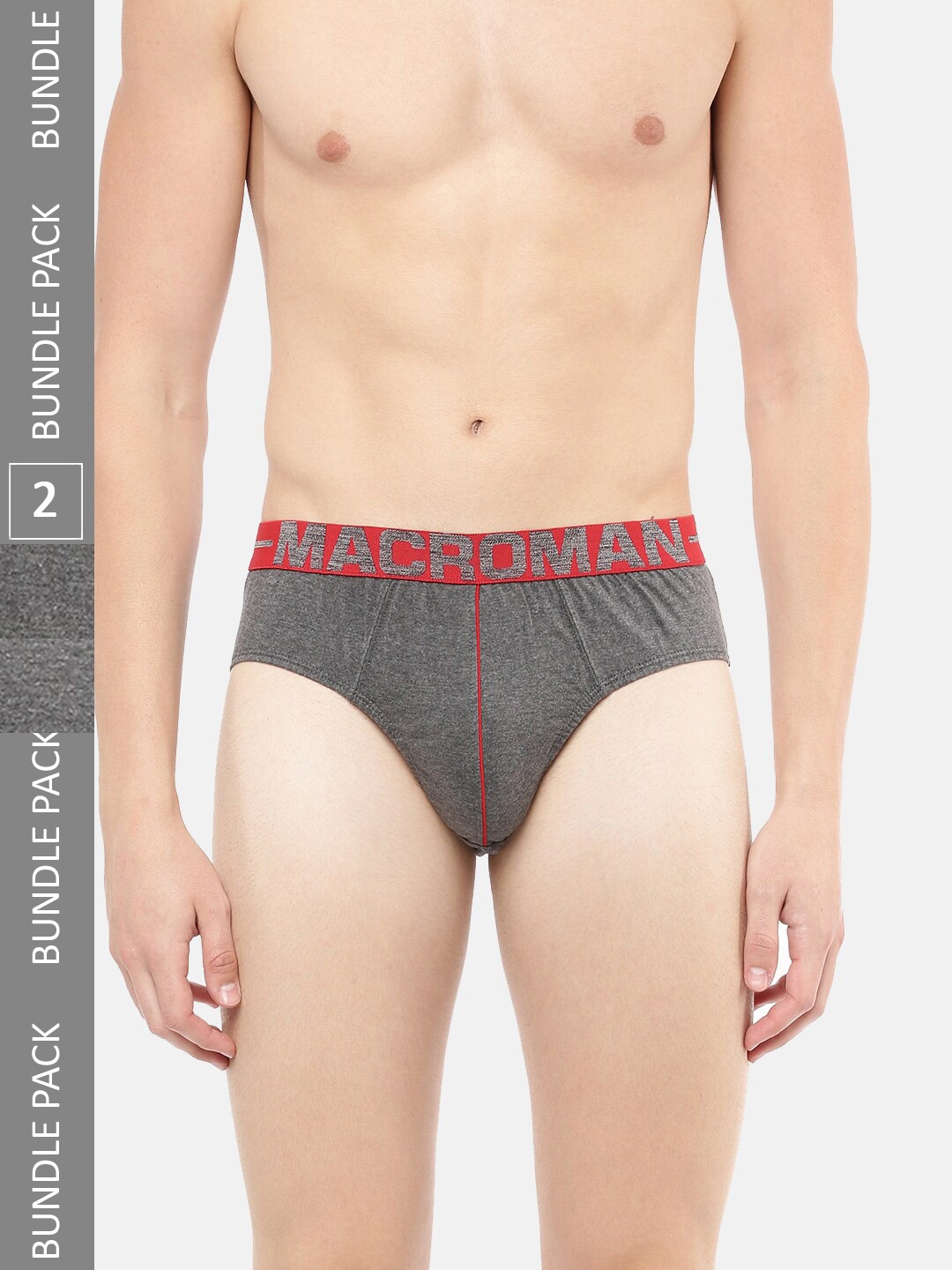 

Macroman M-Series Men Pack Of 2 Cotton Basic Briefs, Black