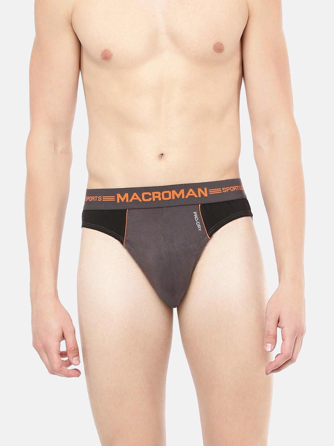 

Macroman M-Series Men Mid Rise Colourblocked Basic Briefs, Grey