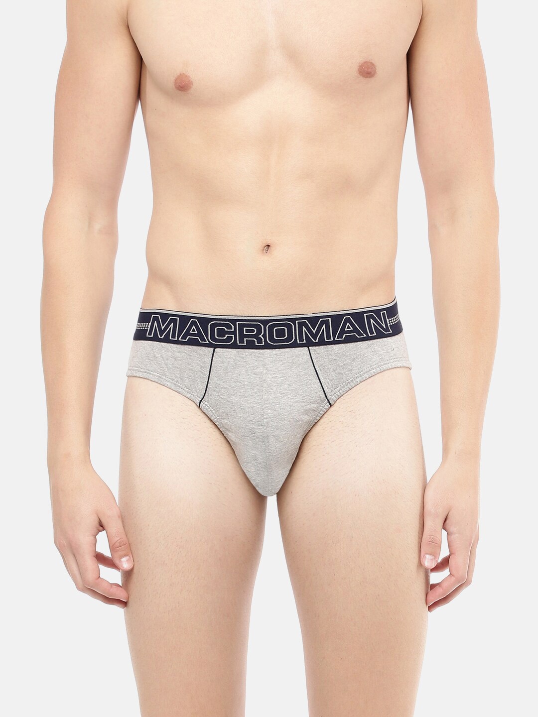 

Macroman M-Series Men Premium Combed Cotton Basic Briefs, Grey melange
