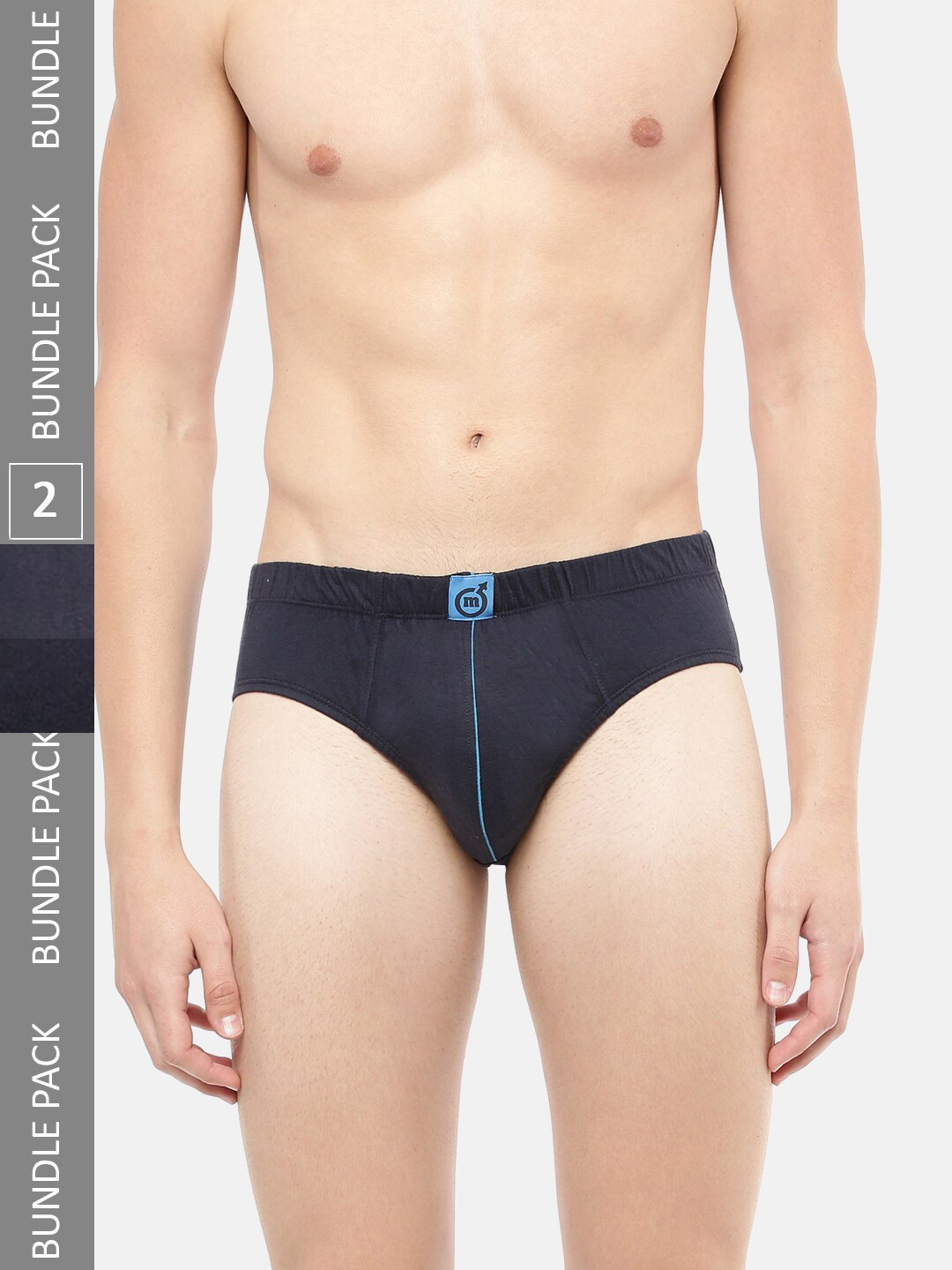 

Macroman M-Series Men Pack Of 2 Pure Cotton Basic Briefs, Navy blue