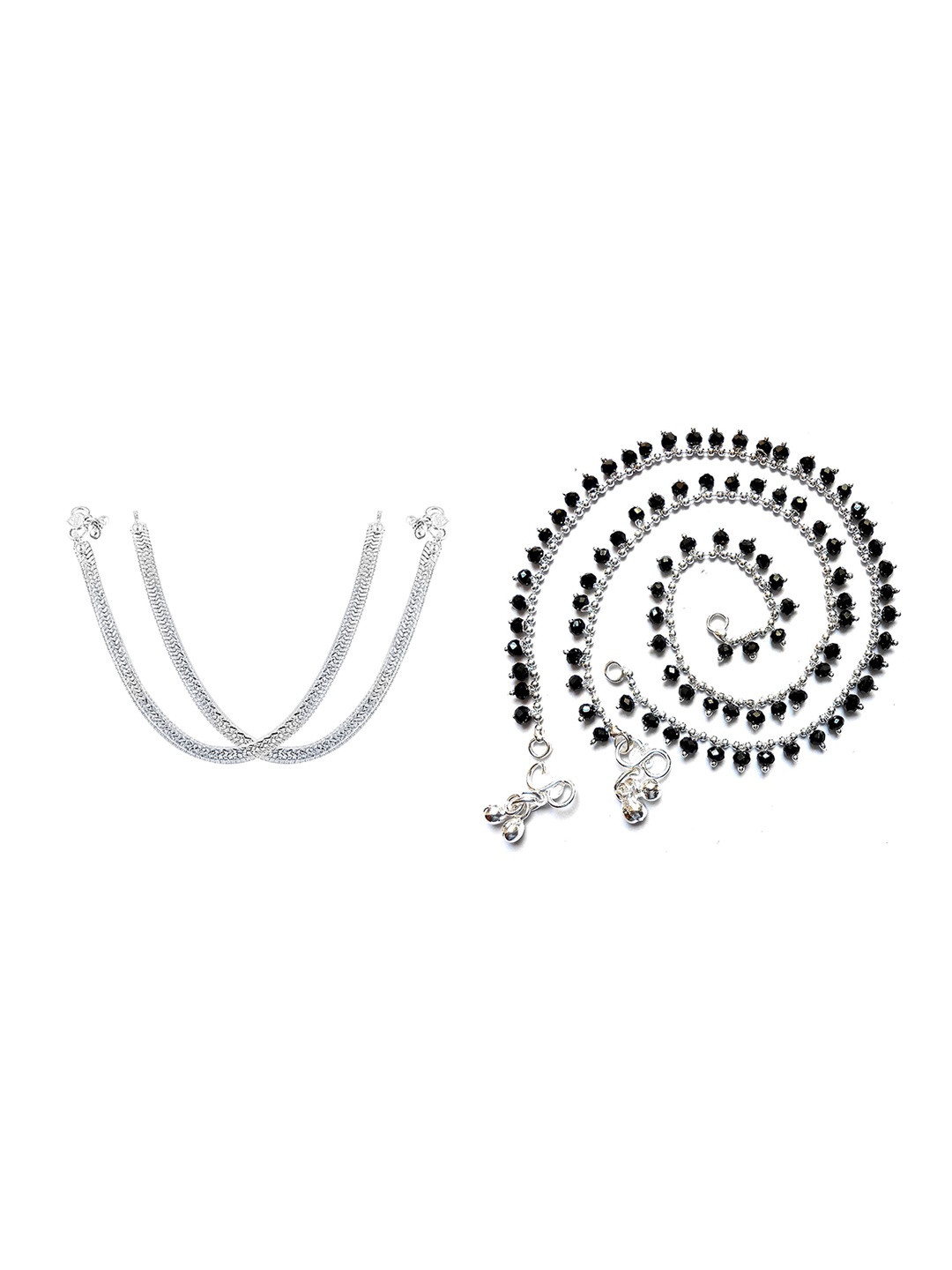 

RUHI COLLECTION Set Of 2 Silver-Plated Beaded Anklets