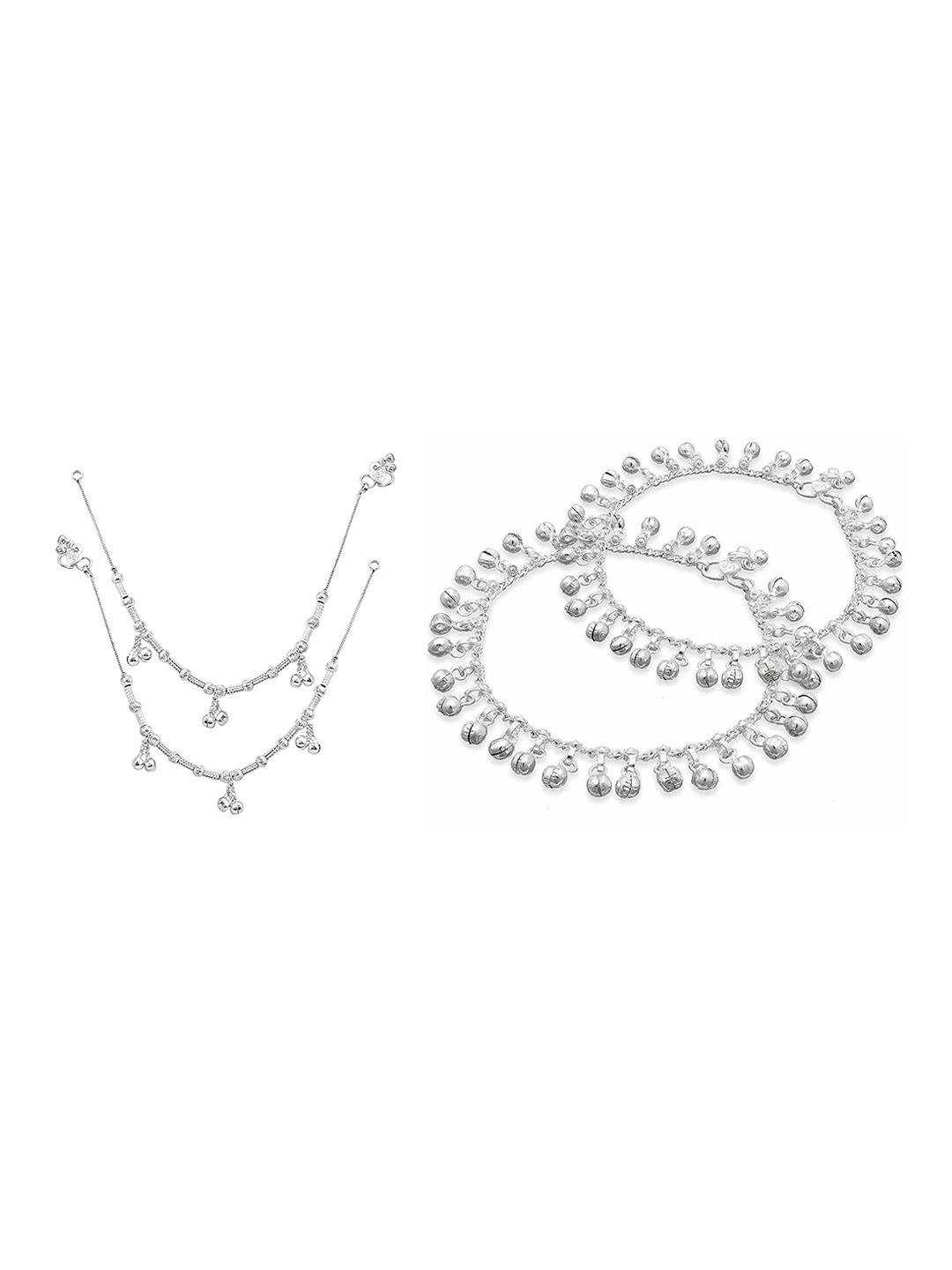

RUHI COLLECTION Set Of 2 Silver-Plated Beaded Anklets