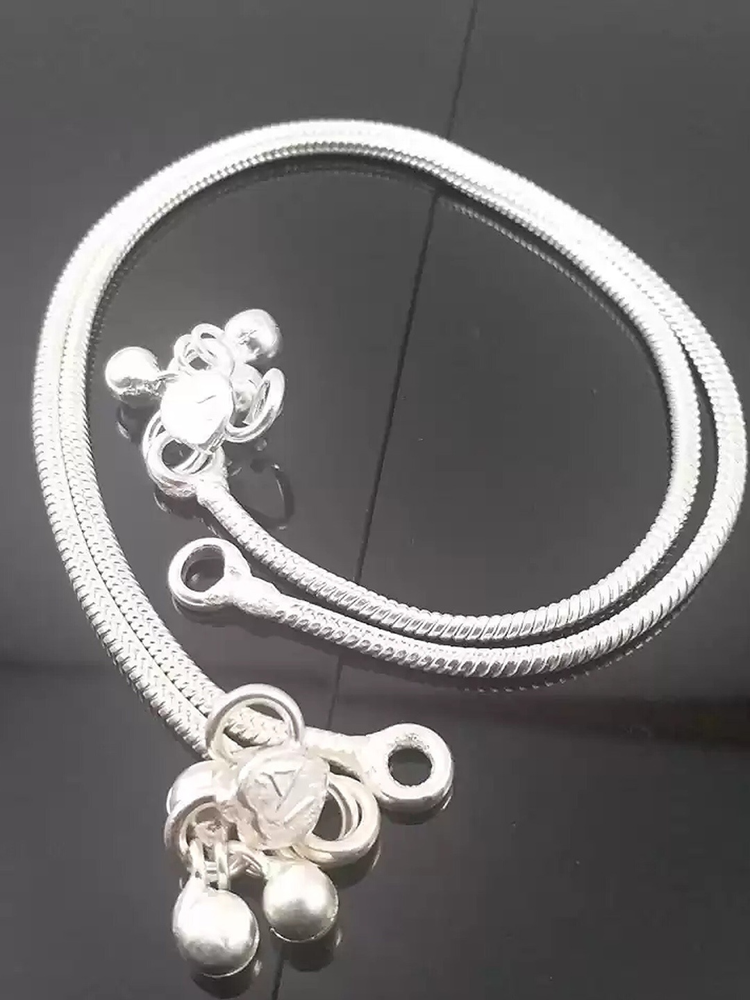 

RUHI COLLECTION Set Of 2 Silver-Plated Beaded Anklets