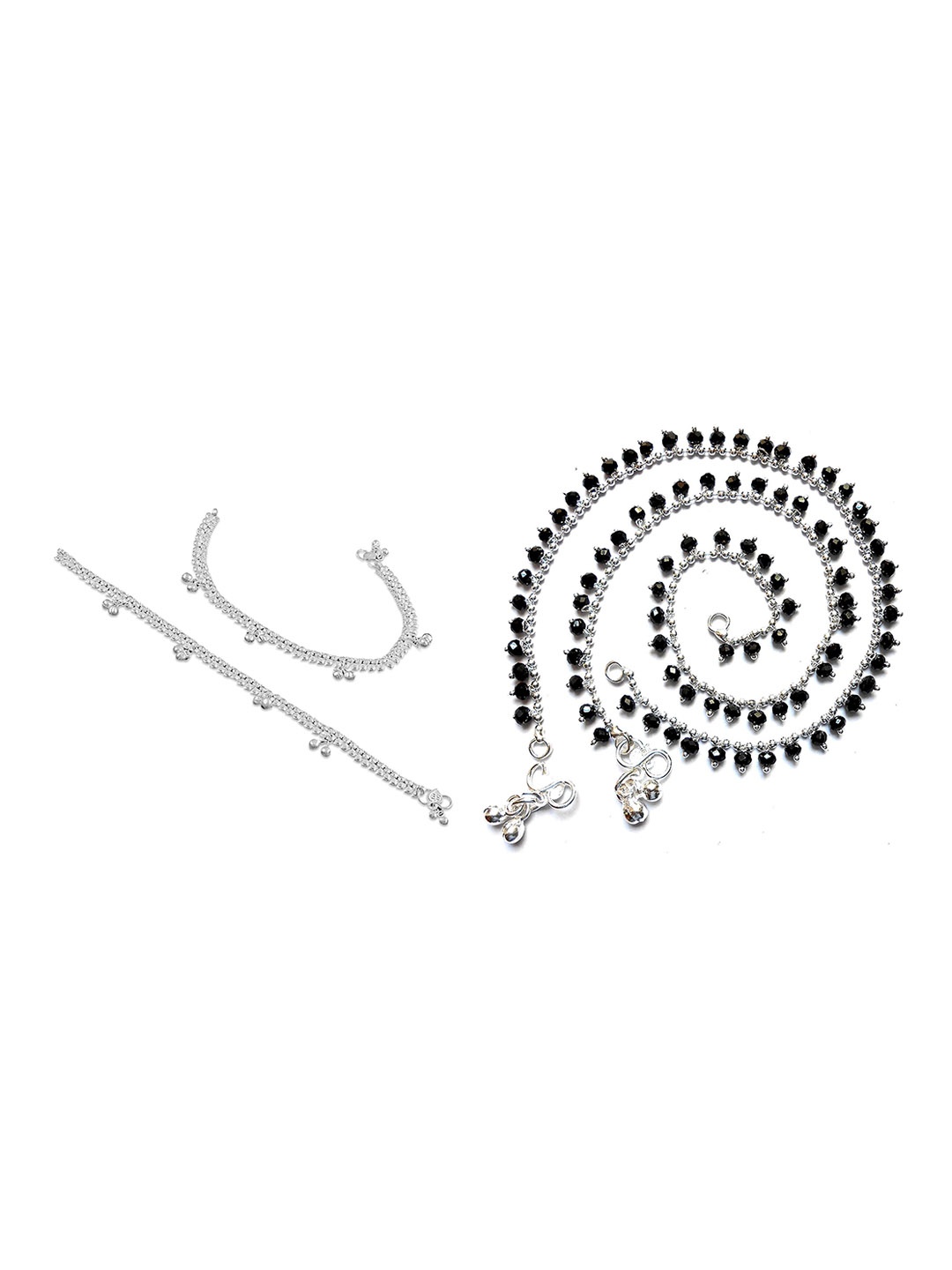 

RUHI COLLECTION Set Of 2 Silver-Plated Beaded Anklets