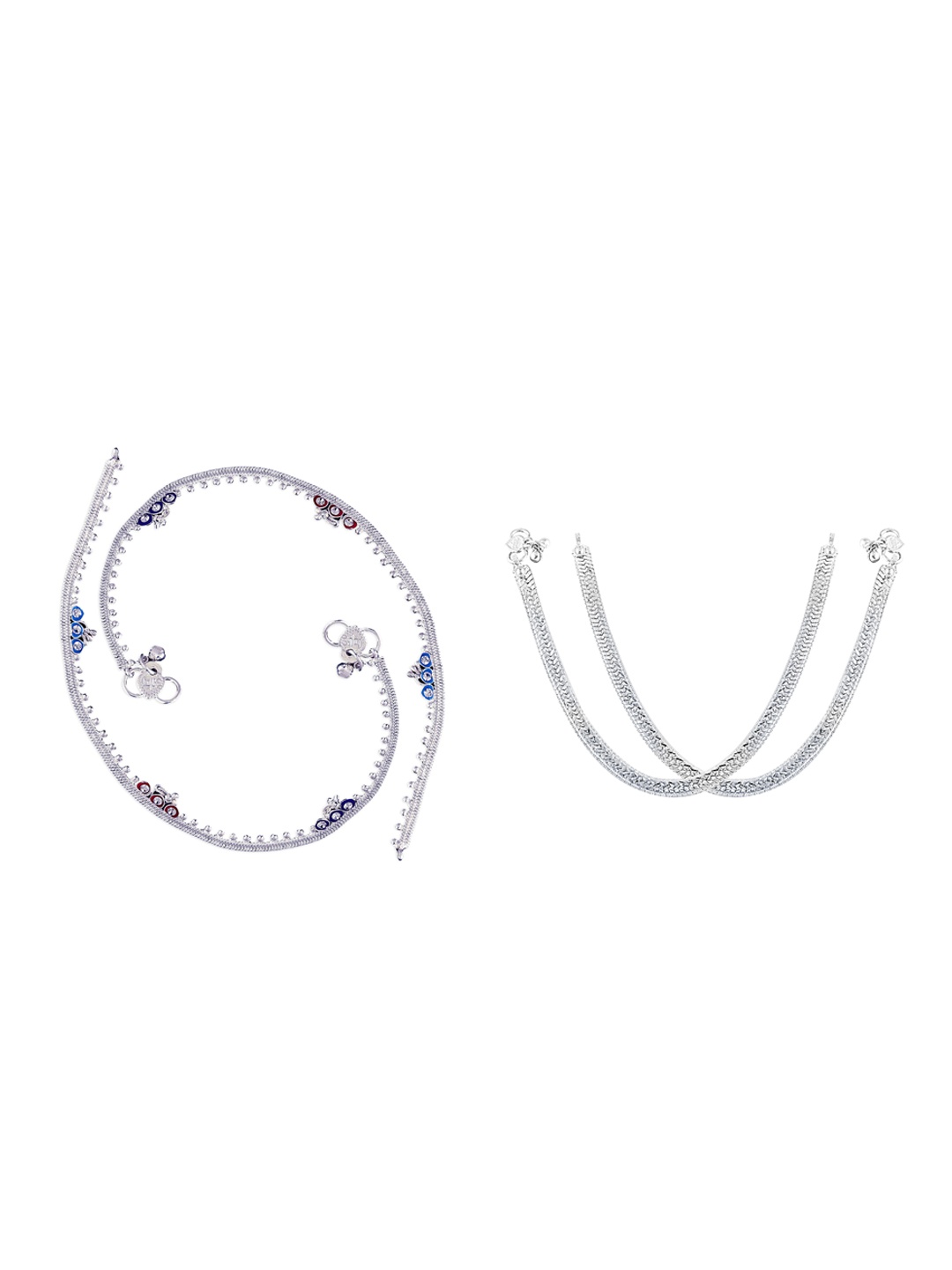 

RUHI COLLECTION Set Of 2 Silver-Plated Beaded Anklets