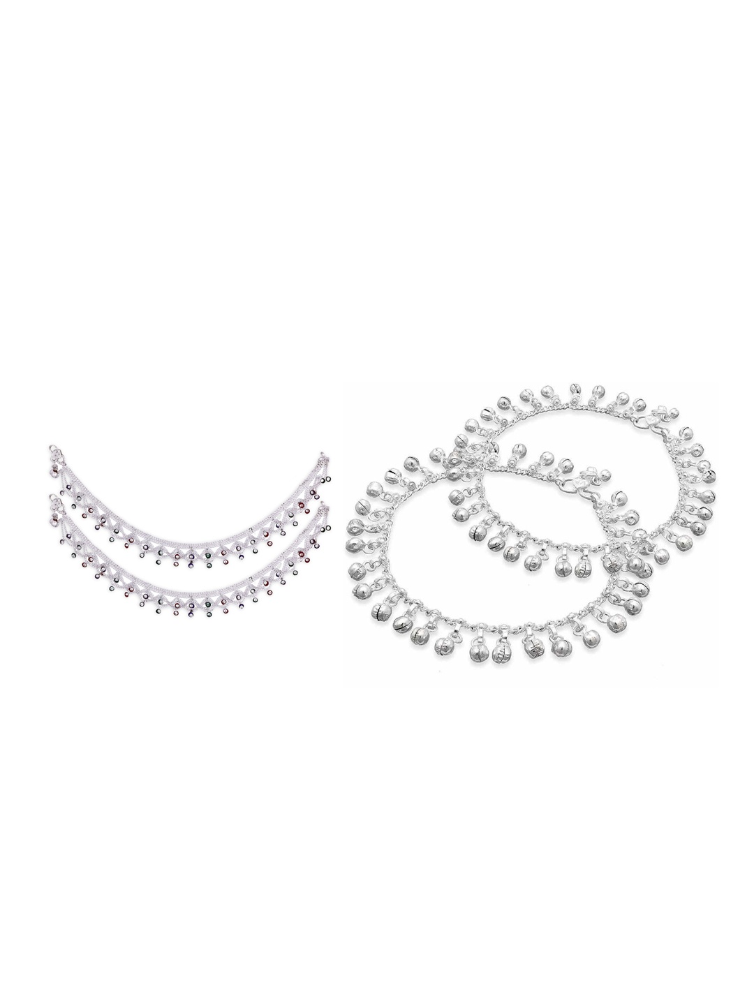 

RUHI COLLECTION Set Of 2 Silver-Plated Anklets