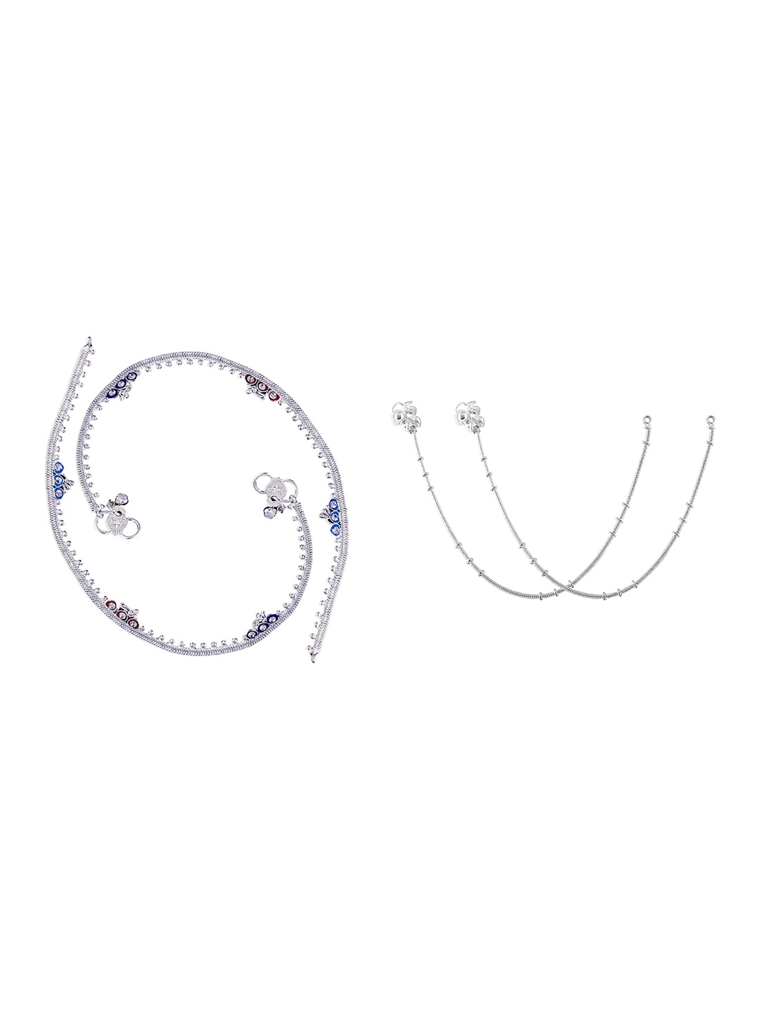 

RUHI COLLECTION Set Of 2 Silver-Plated Anklets