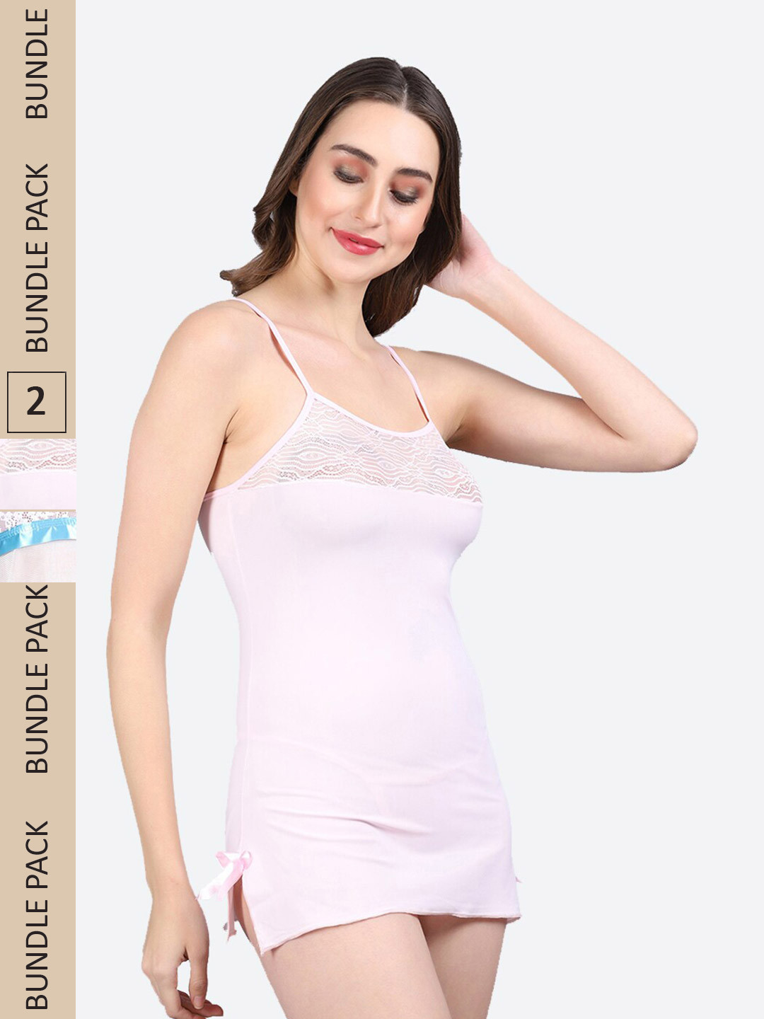 

Fleurt Pack Of 2 Halter Neck Baby Doll With Briefs, White