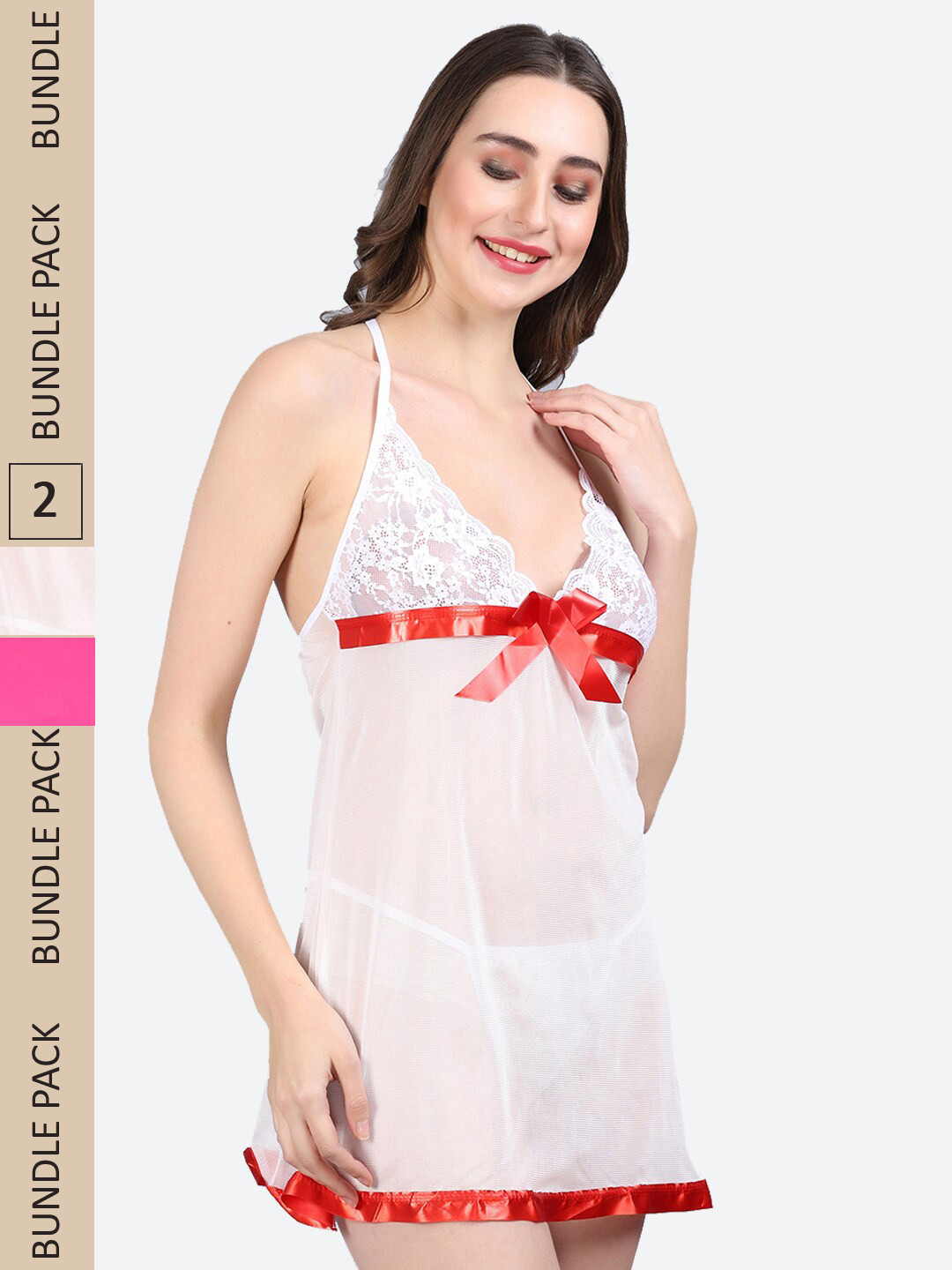 

Fleurt Pack Of 2 V-Neck Baby Doll, Red
