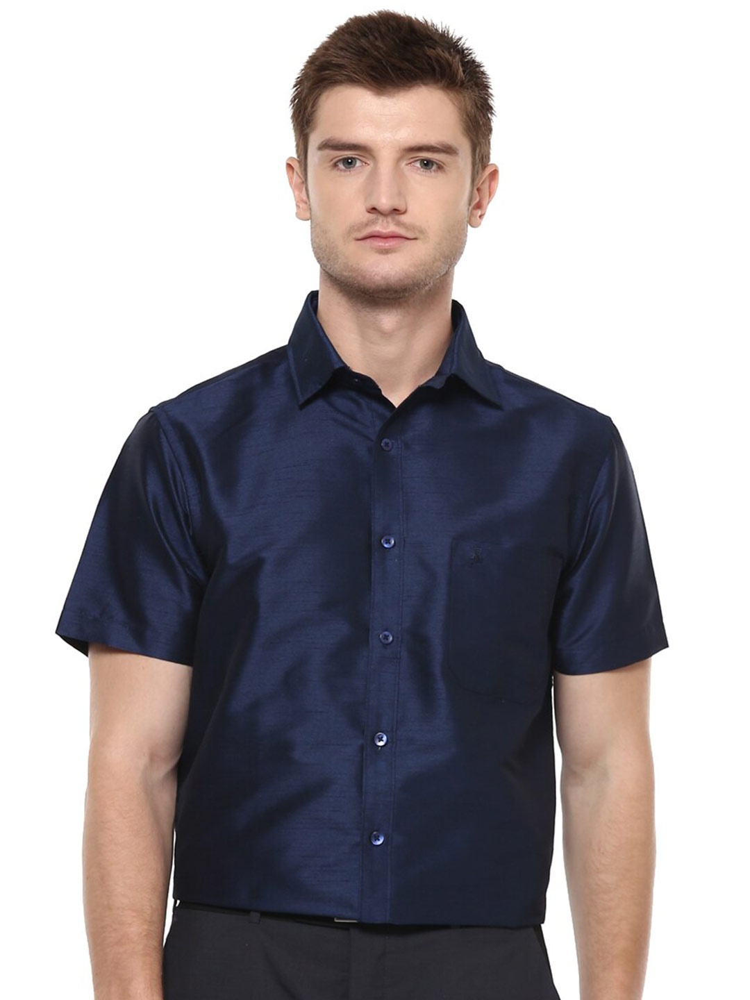 

Khoday Williams Classic Spread Collar Casual Shirt, Navy blue