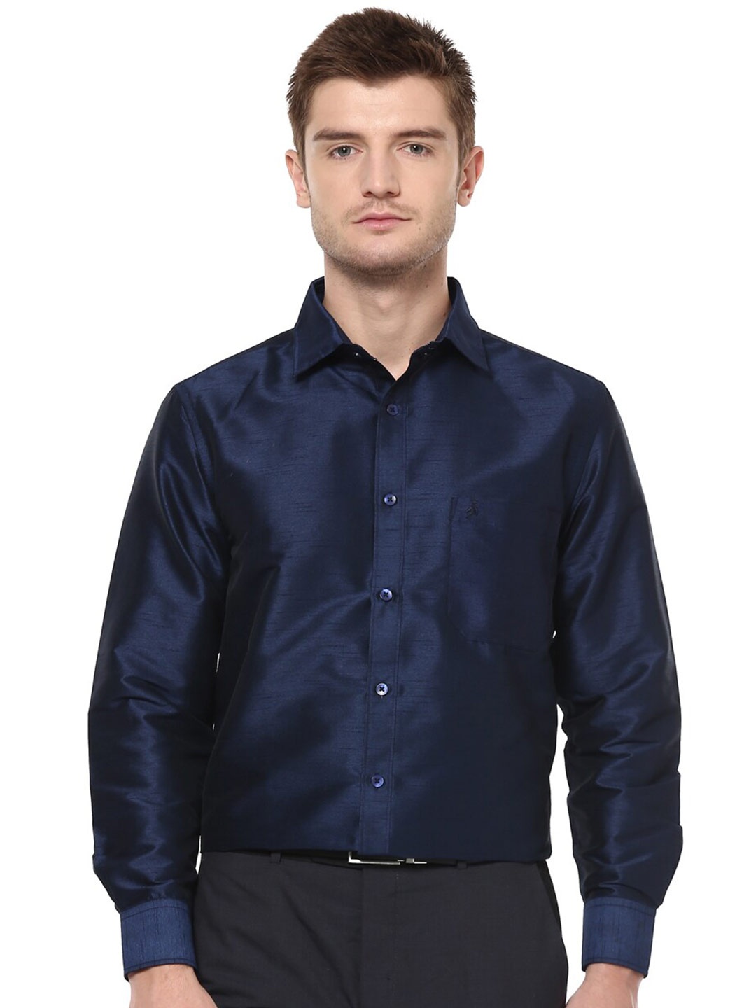 

Khoday Williams Classic Spread Collar Casual Shirt, Navy blue