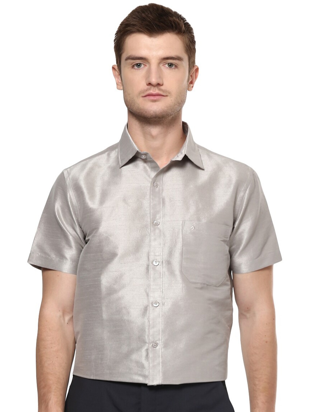 

Khoday Williams Spread Collar Classic Opaque Formal Shirt, Silver