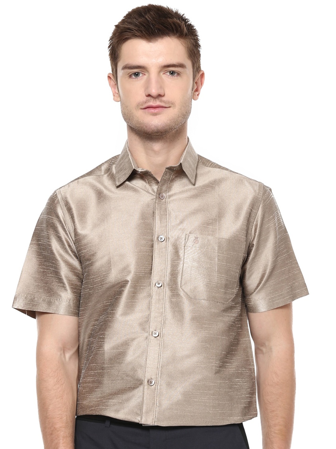 

Khoday Williams Classic Casual Poly Silk Shirt, Beige