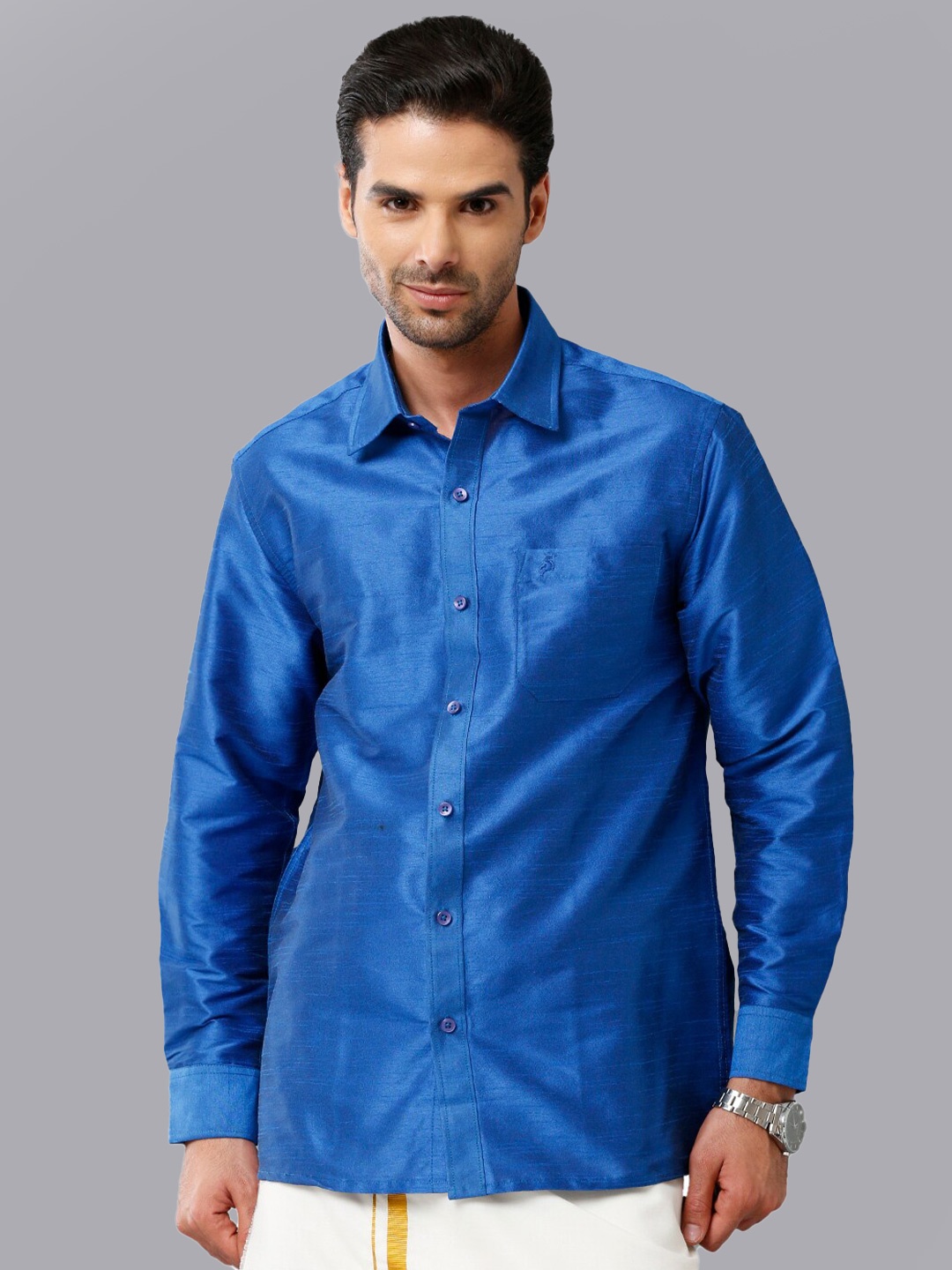 

Khoday Williams Spread Collar Classic Opaque Ethnic Shirt, Blue