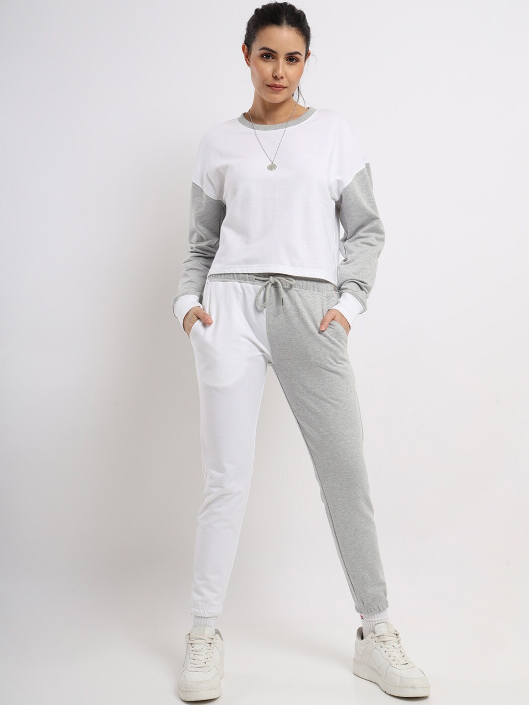 

NOBERO Colourblocked T-Shirt With Joggers Co-Ords Set, Grey