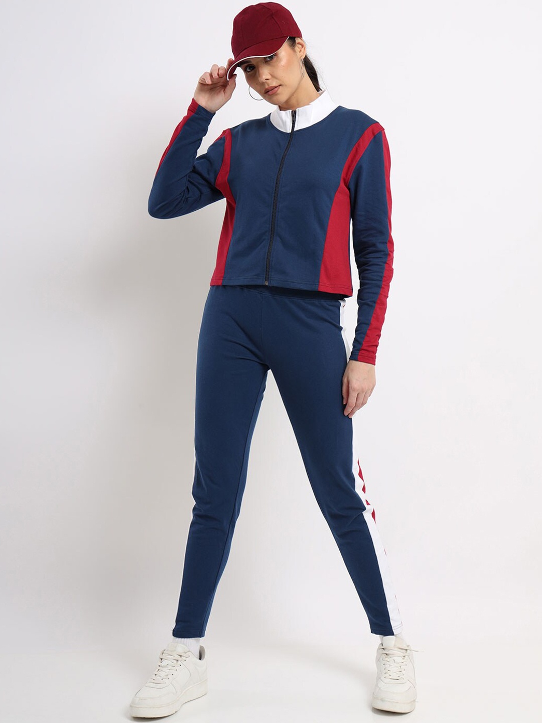 

NOBERO Colourblocked Top With Jogger Co-Ords Set, Navy blue
