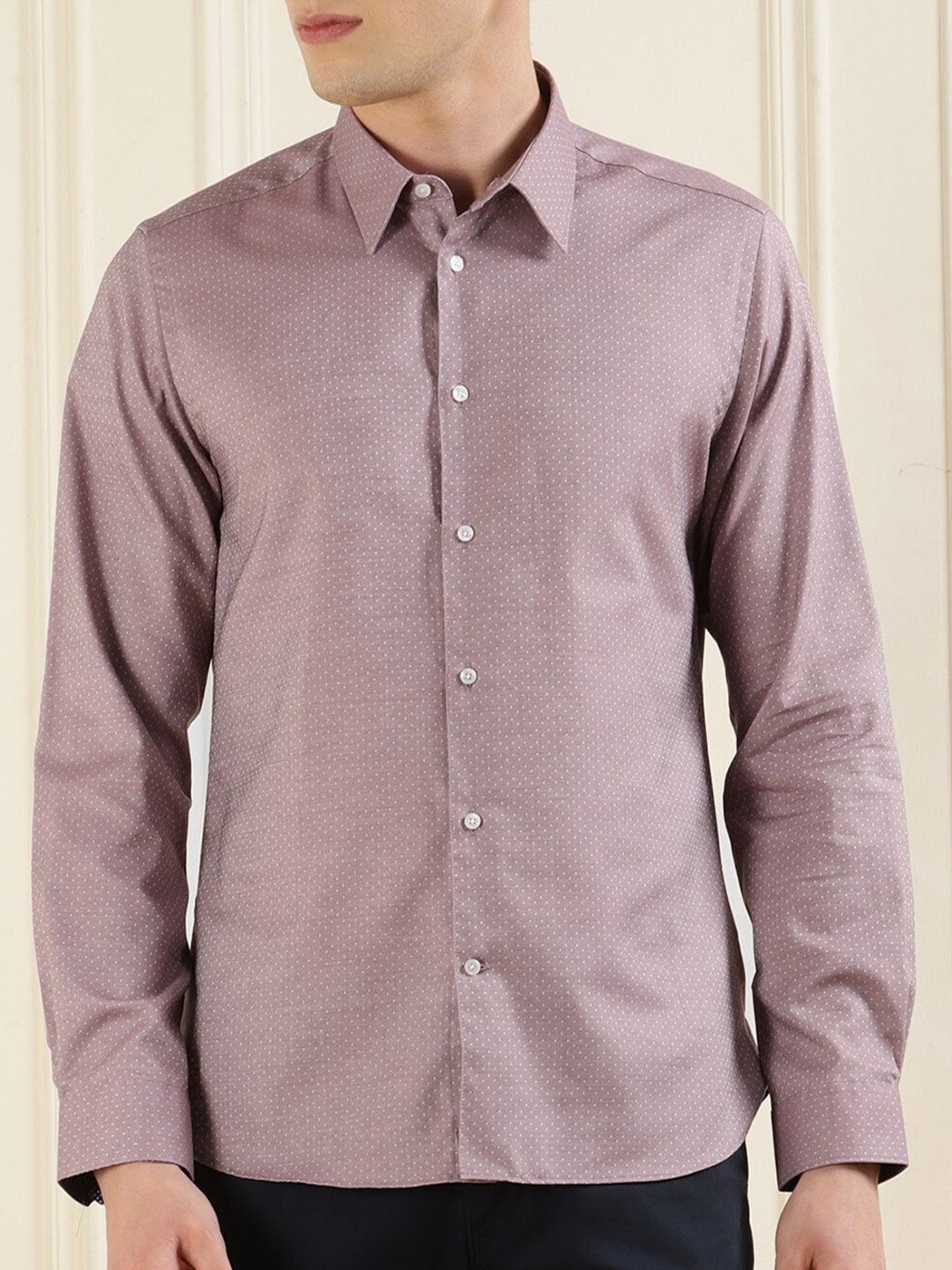 

Ted Baker Spread Collar Micro Ditsy Printed Cotton Casual Shirt, Purple