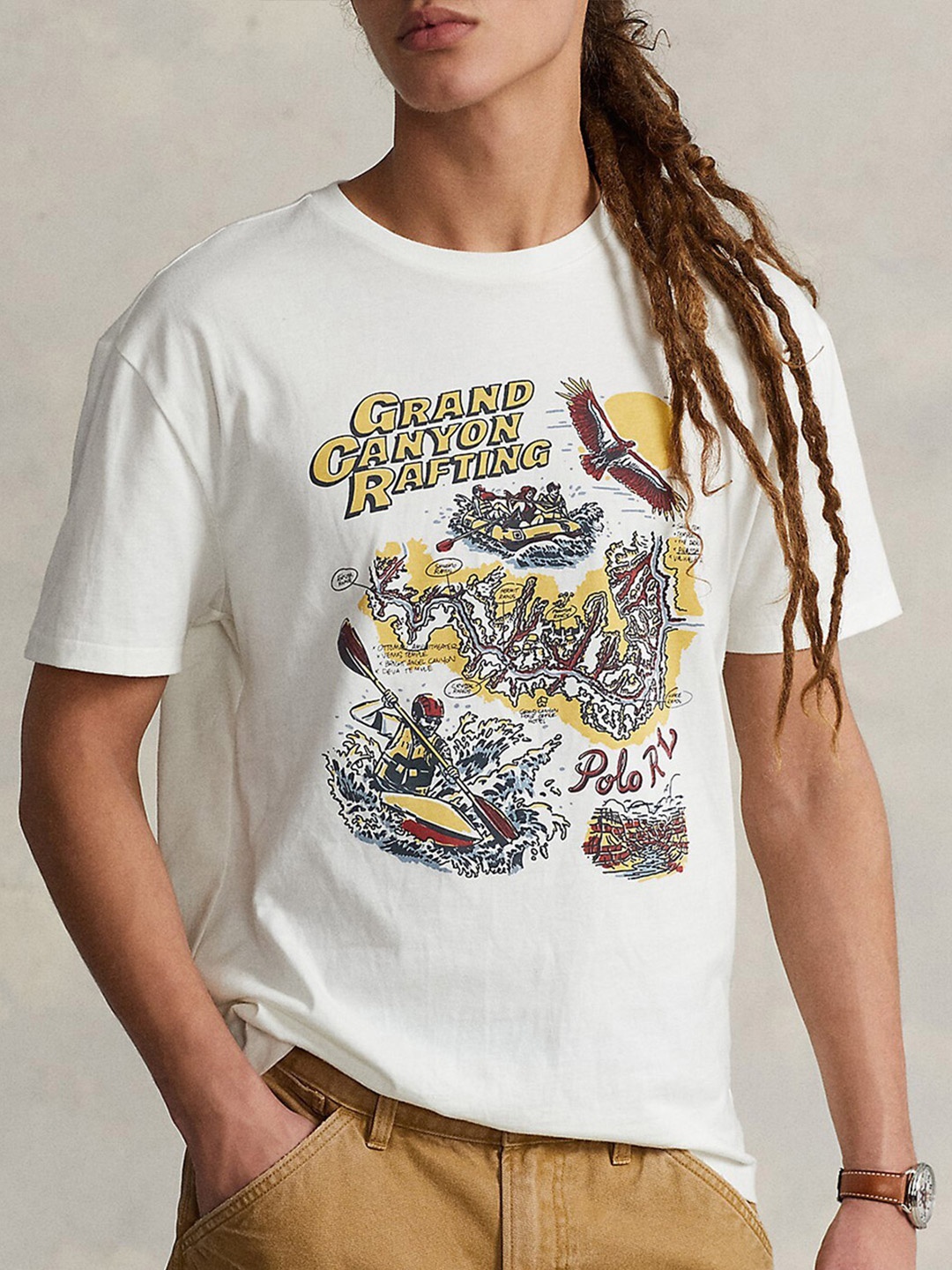 

Polo Ralph Lauren Graphic Printed Cotton Classic Fit Cotton T-Shirt, White