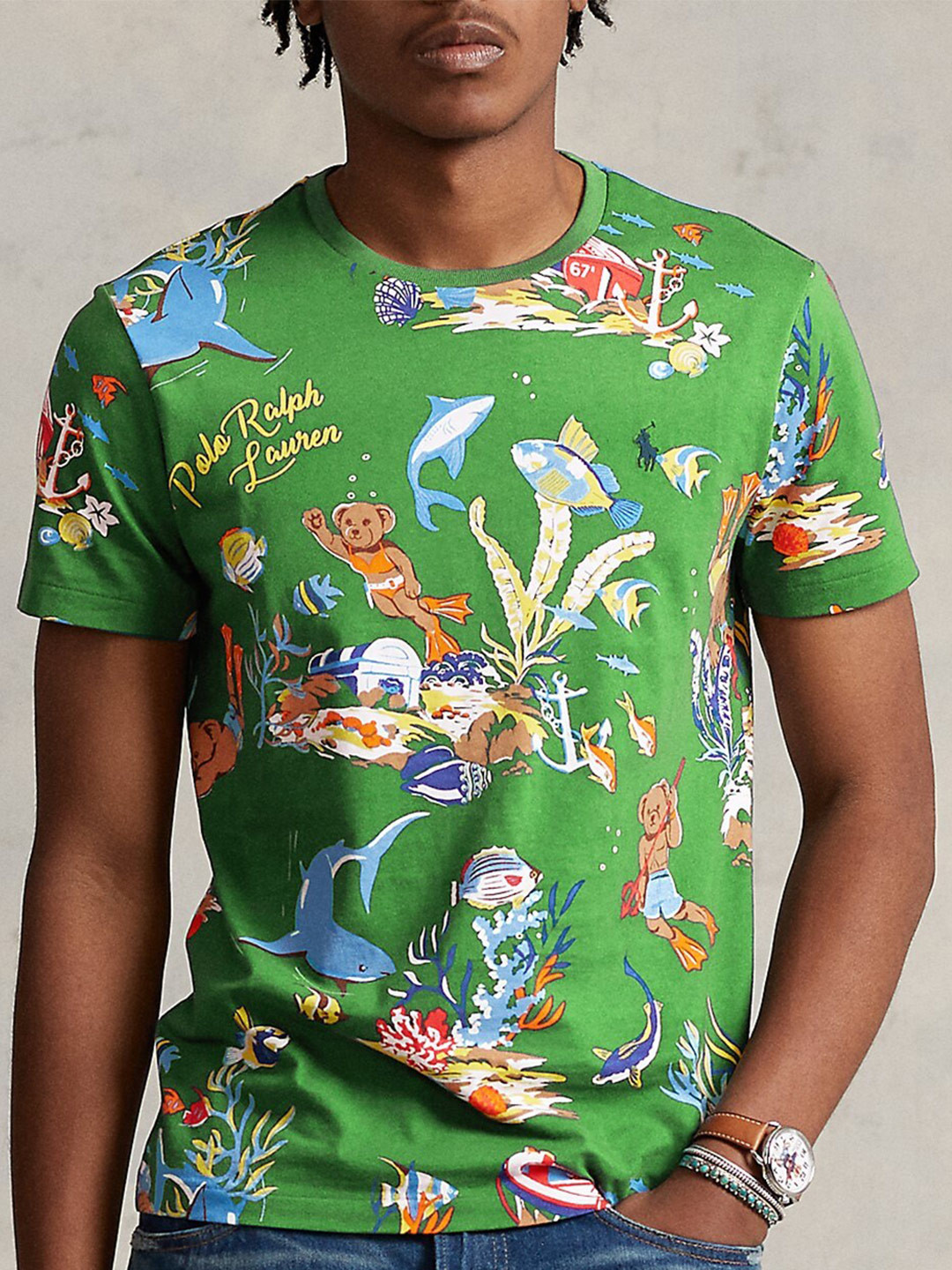

Polo Ralph Lauren Graphic Printed Cotton T-Shirt, Green