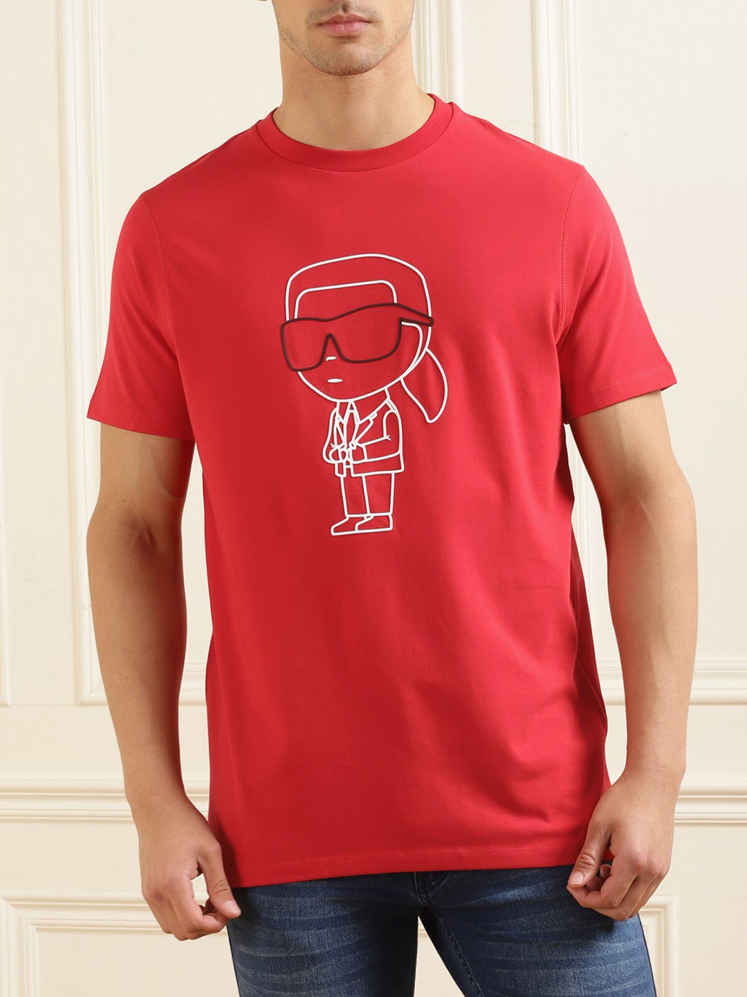 

Karl Lagerfeld Graphic Printed Round Neck T-shirt, Red