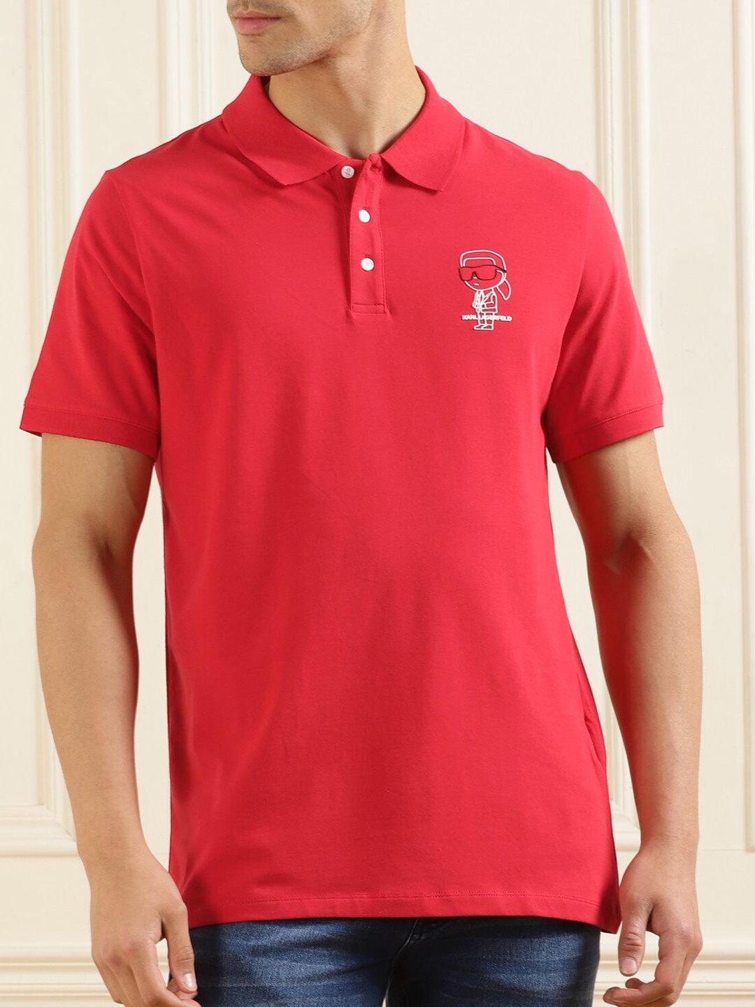 

Karl Lagerfeld Polo Collar T-shirt, Red