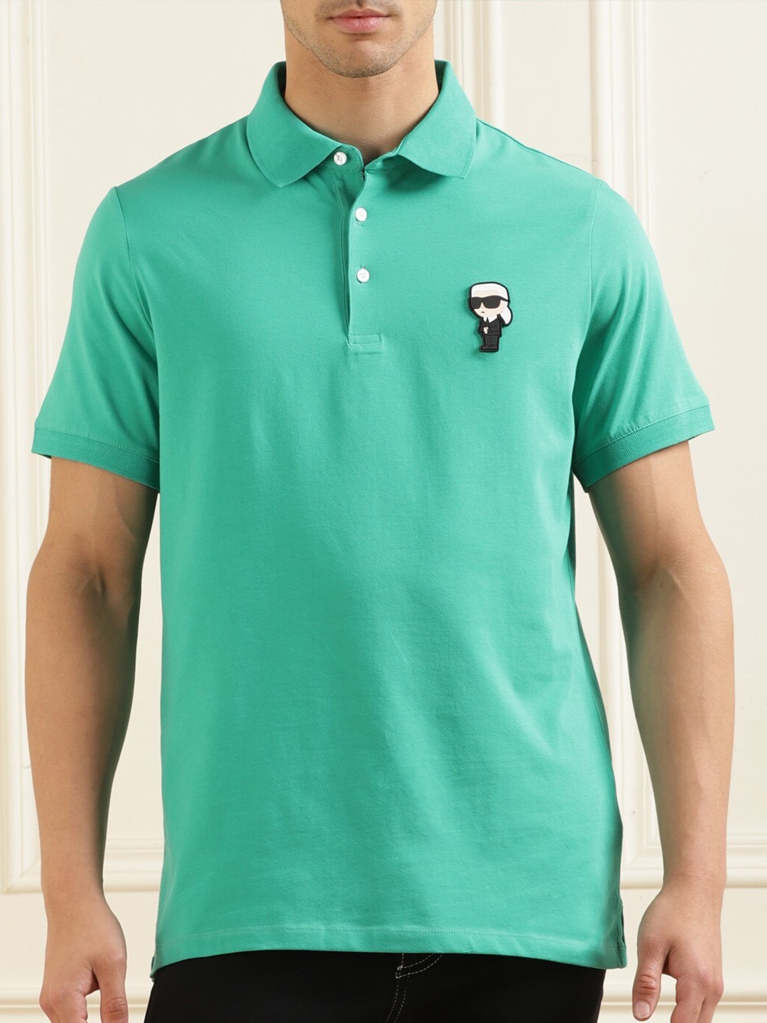 

Karl Lagerfeld Polo Collar Casual Cotton T-shirt, Green