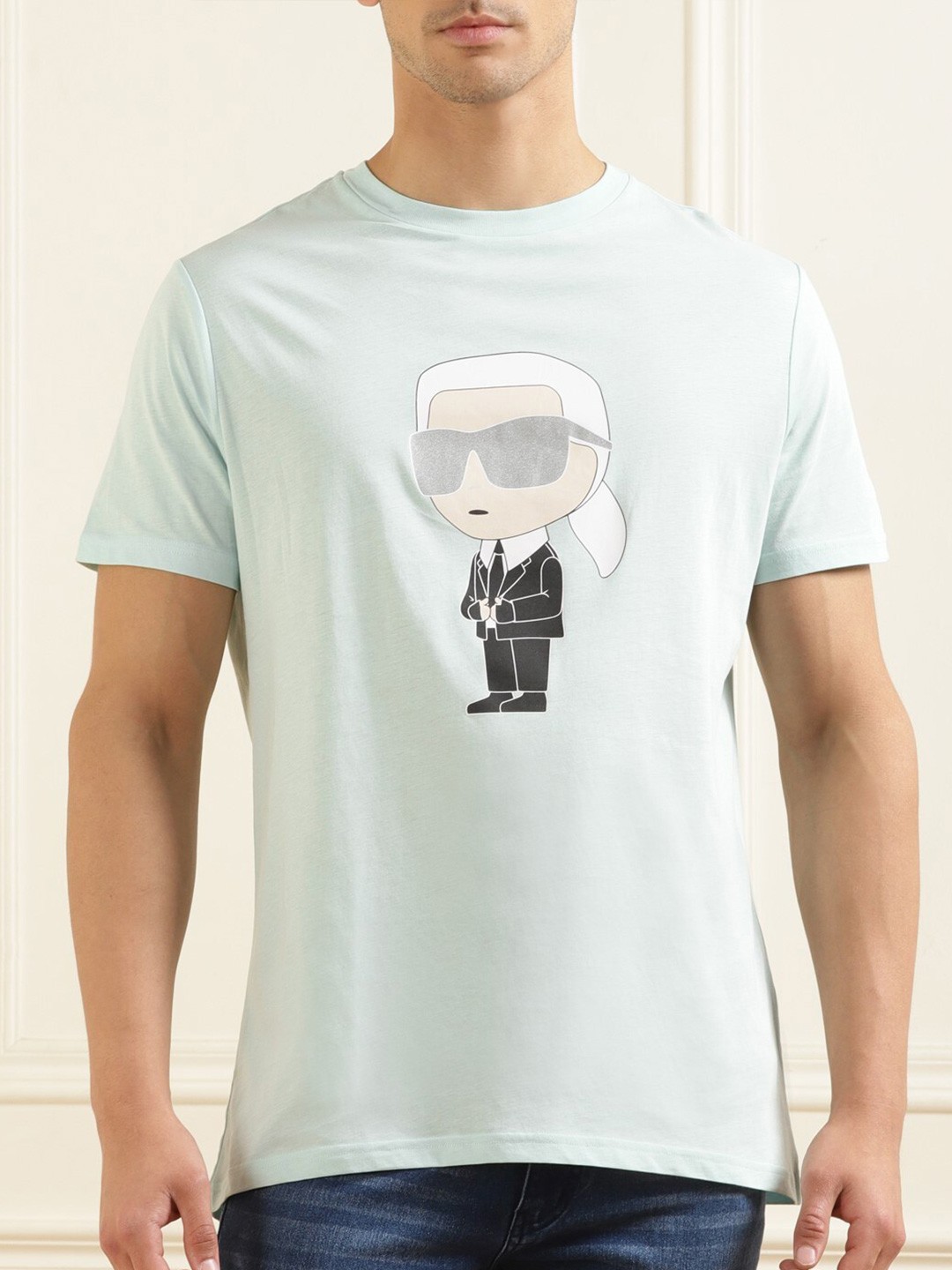 

Karl Lagerfeld Graphic Printed Casual Cotton T-shirt, Green