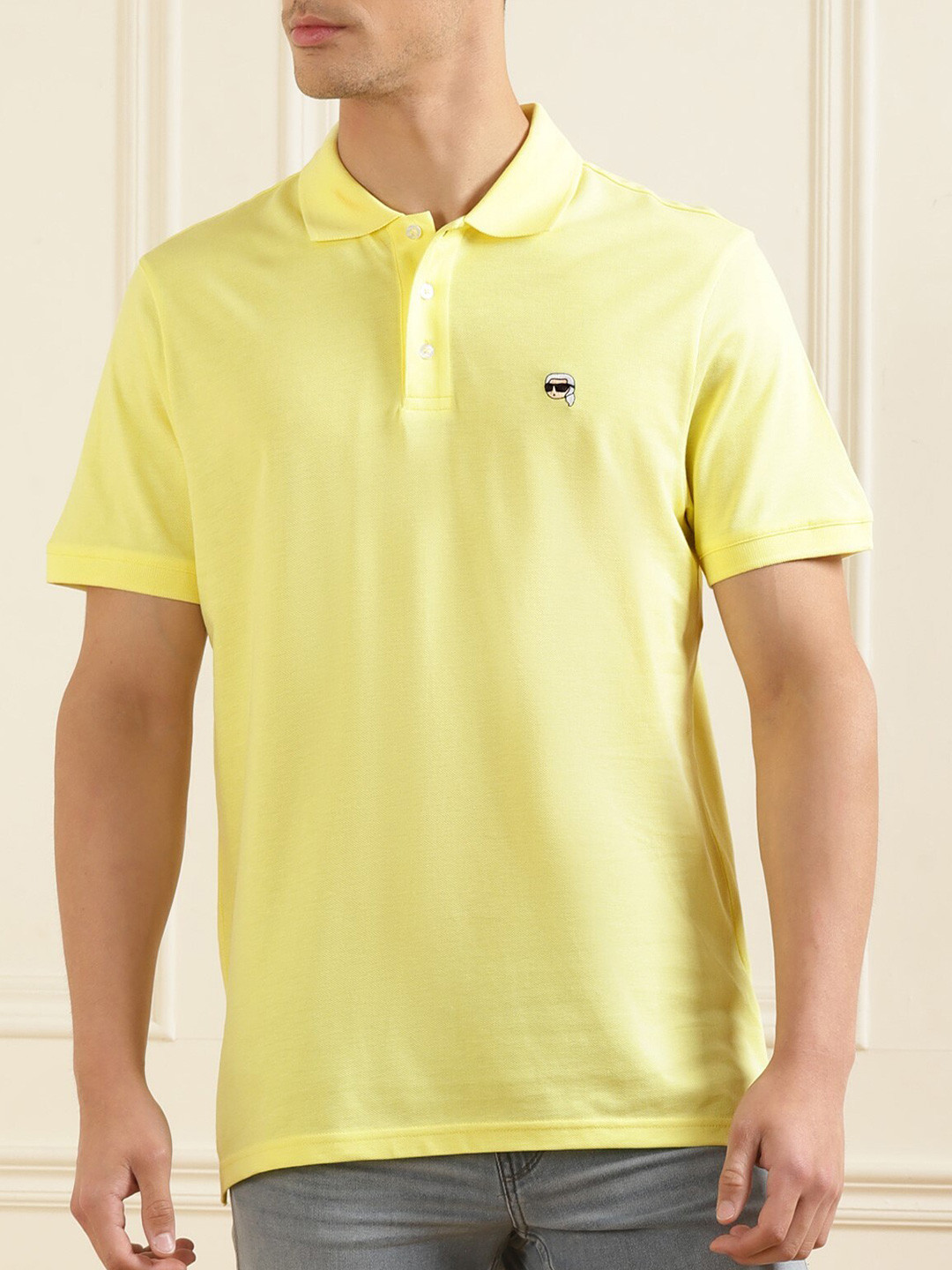 

Karl Lagerfeld Polo Collar Cotton T-shirt, Yellow