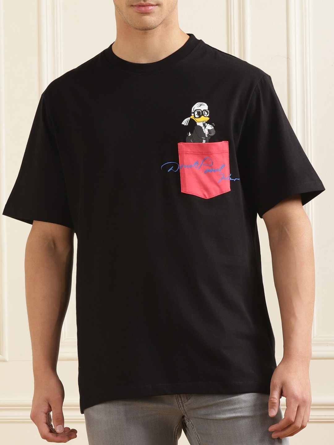 

Karl Lagerfeld Donald Duck Printed Cotton T-shirt, Black