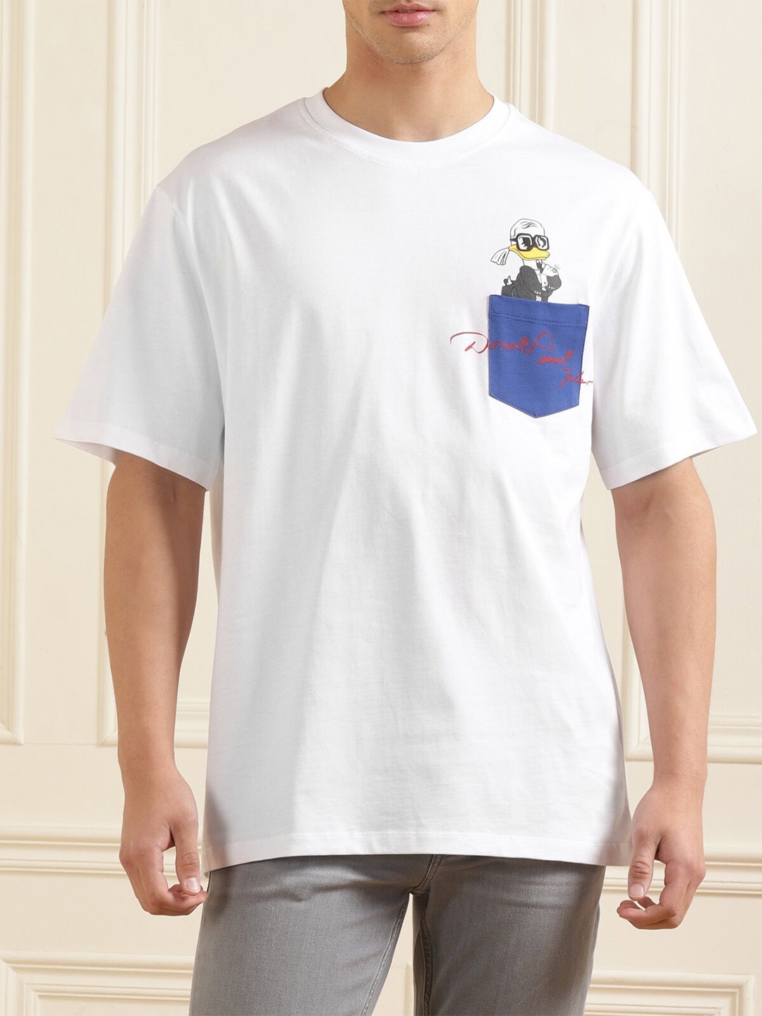 

Karl Lagerfeld Donald Duck Printed Cotton T-shirt, White